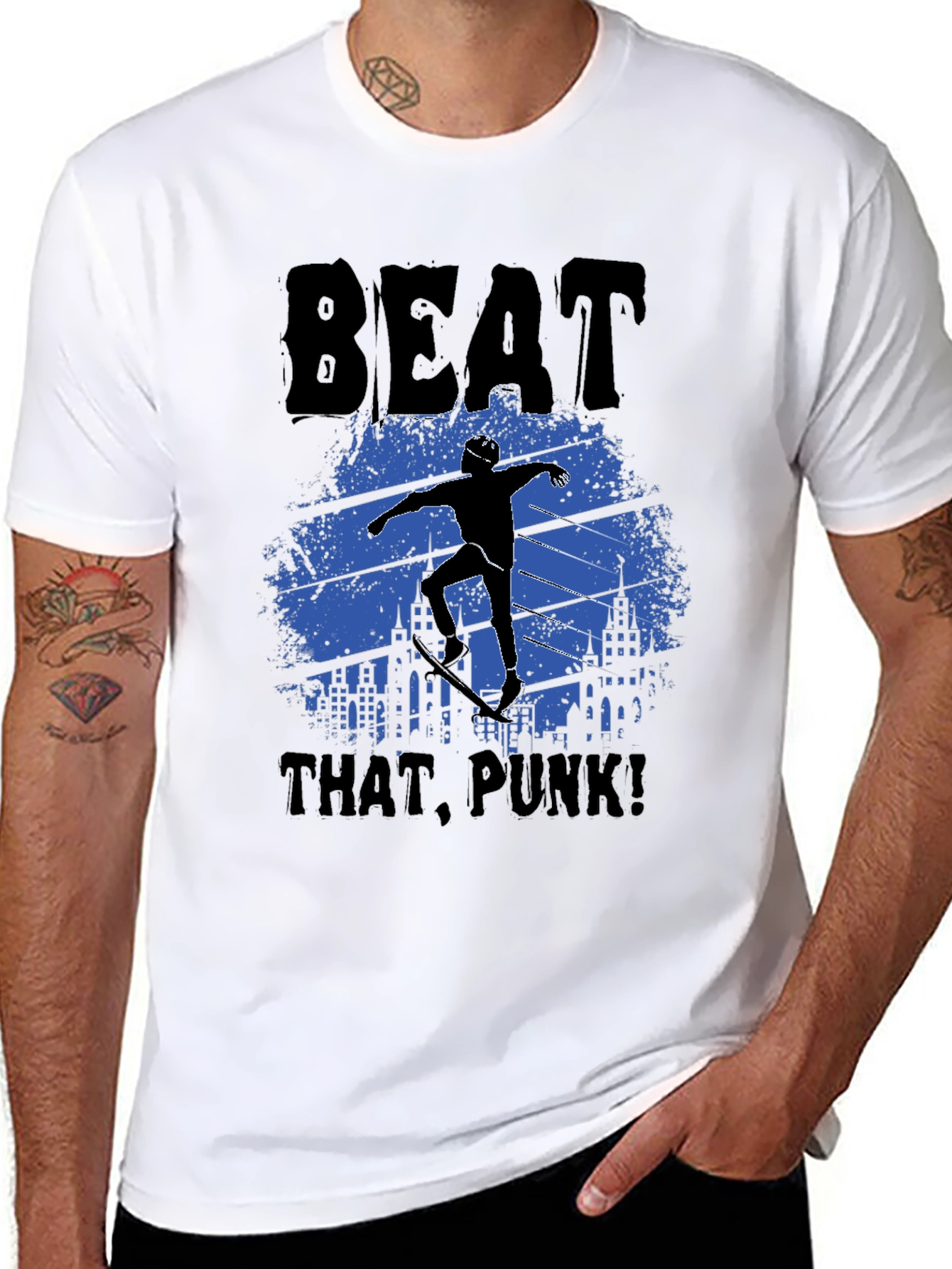 Beat That Punk! Skater Graphic Tee - Black