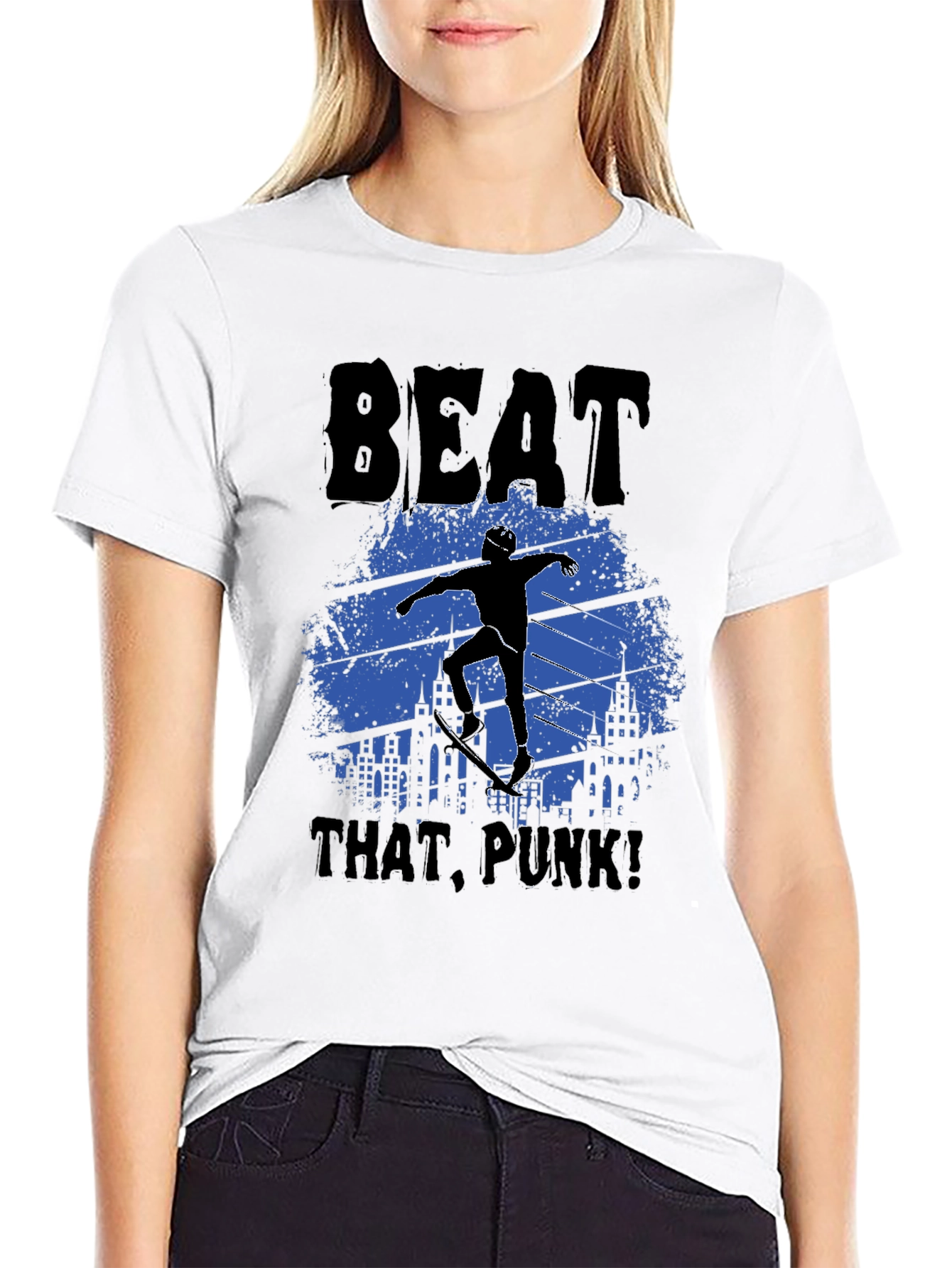 Beat That Punk! Skater Graphic Tee - Black