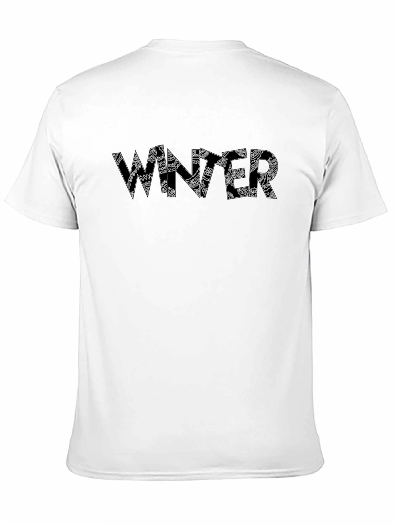 Winter Pattern Print Black T-Shirt