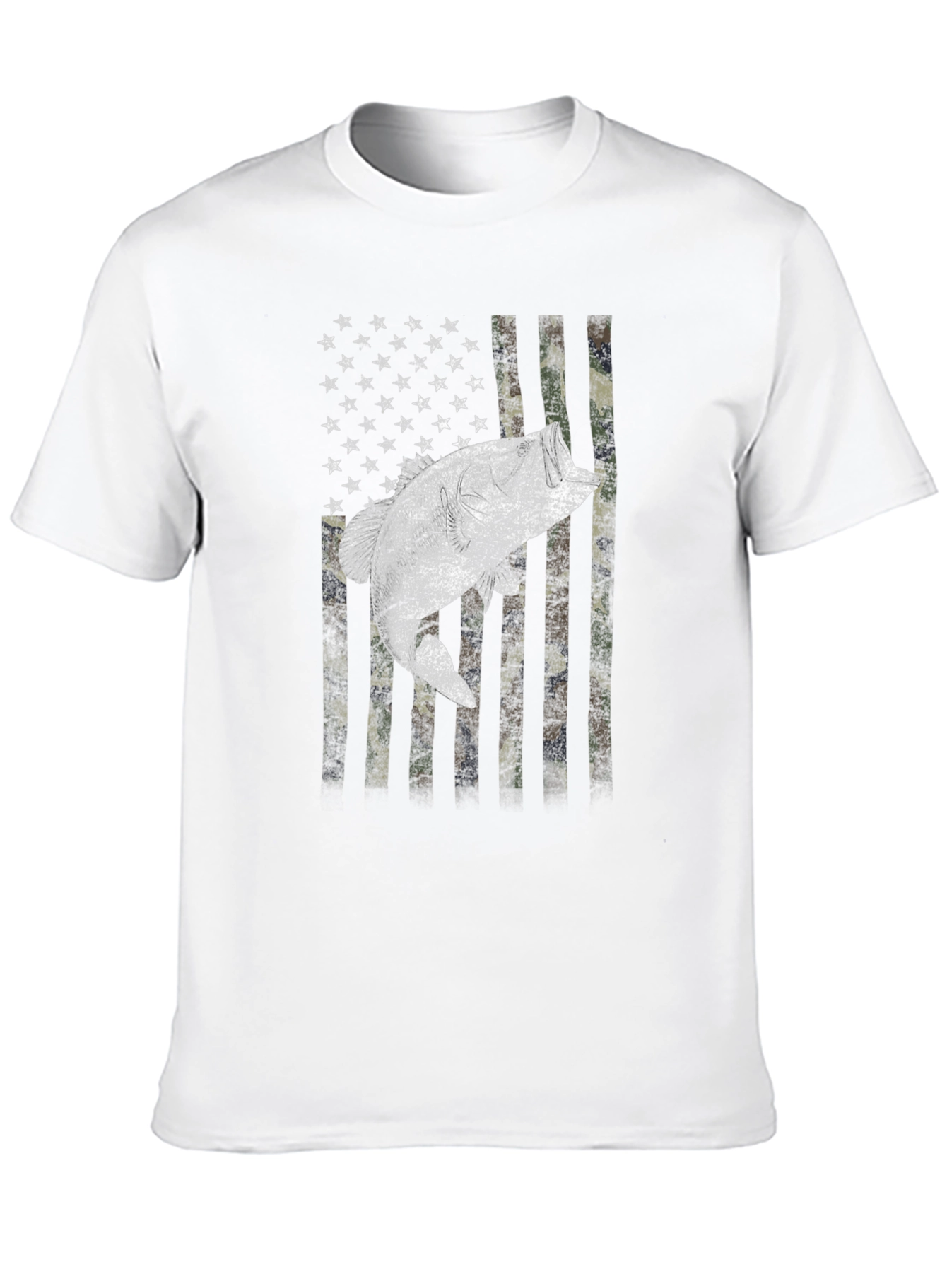 American Flag Bass Camo Mens T-Shirt