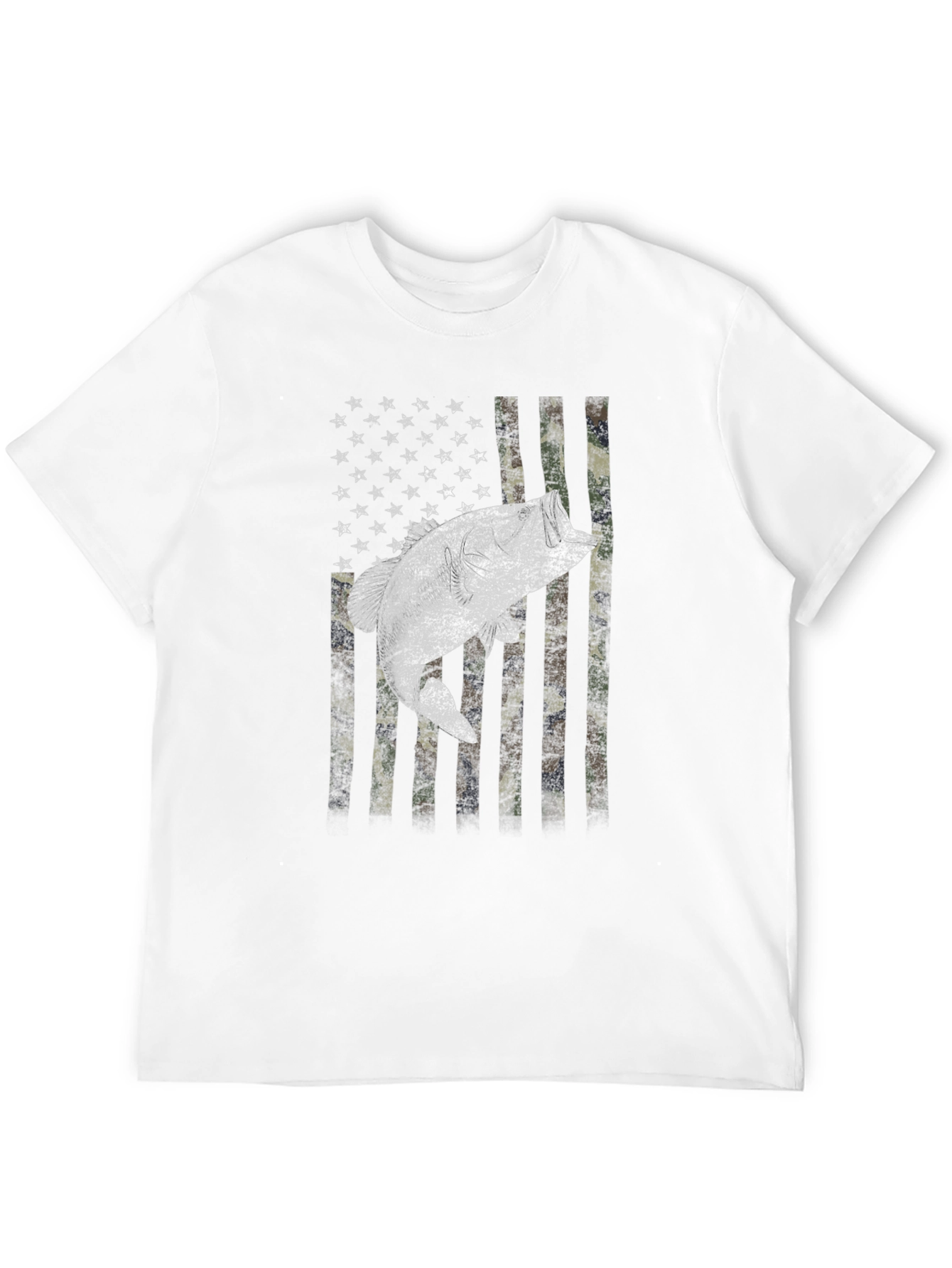 American Flag Bass Camo Mens T-Shirt