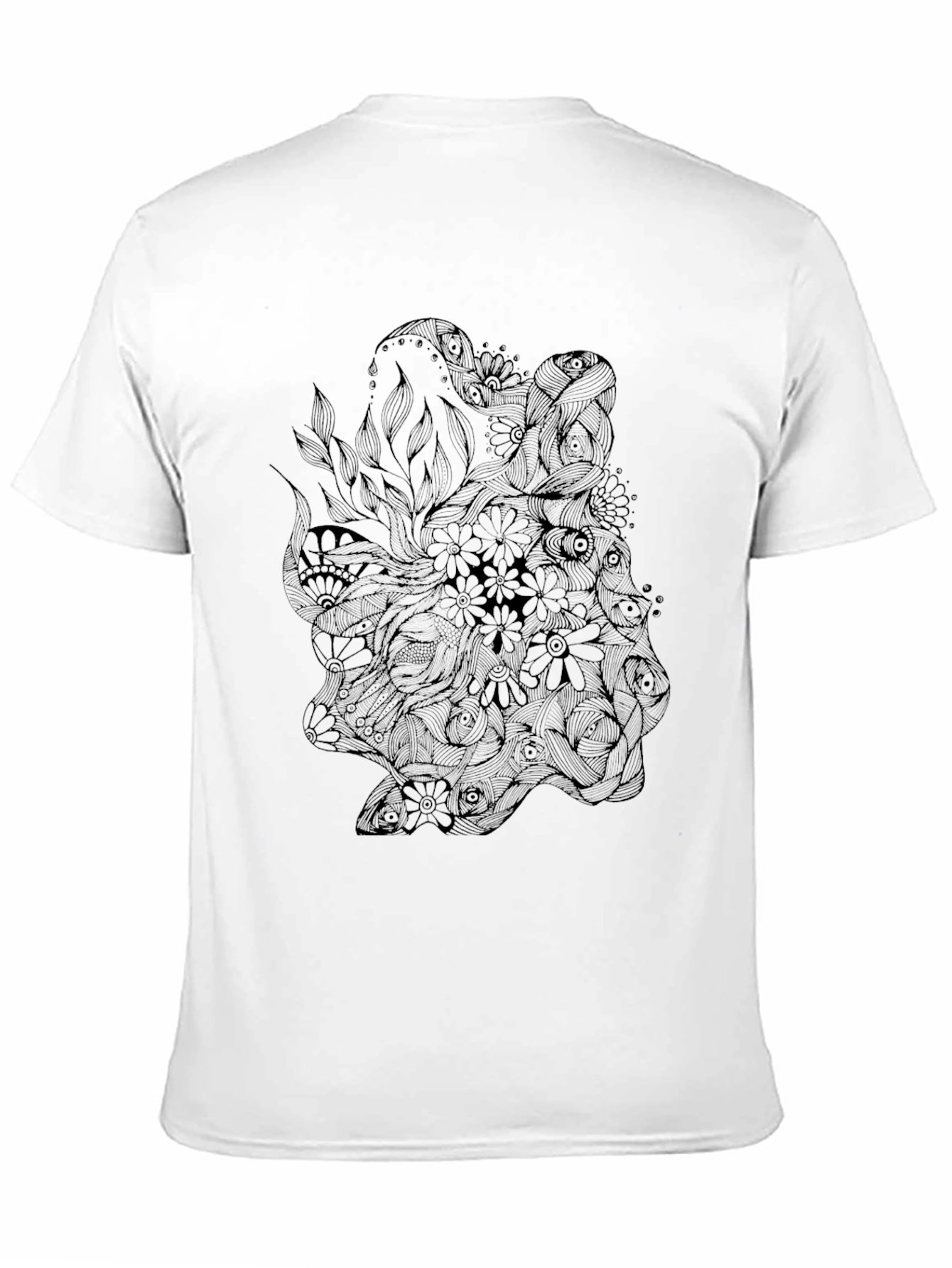 Mens Black Graphic Tee - Floral Octopus Design