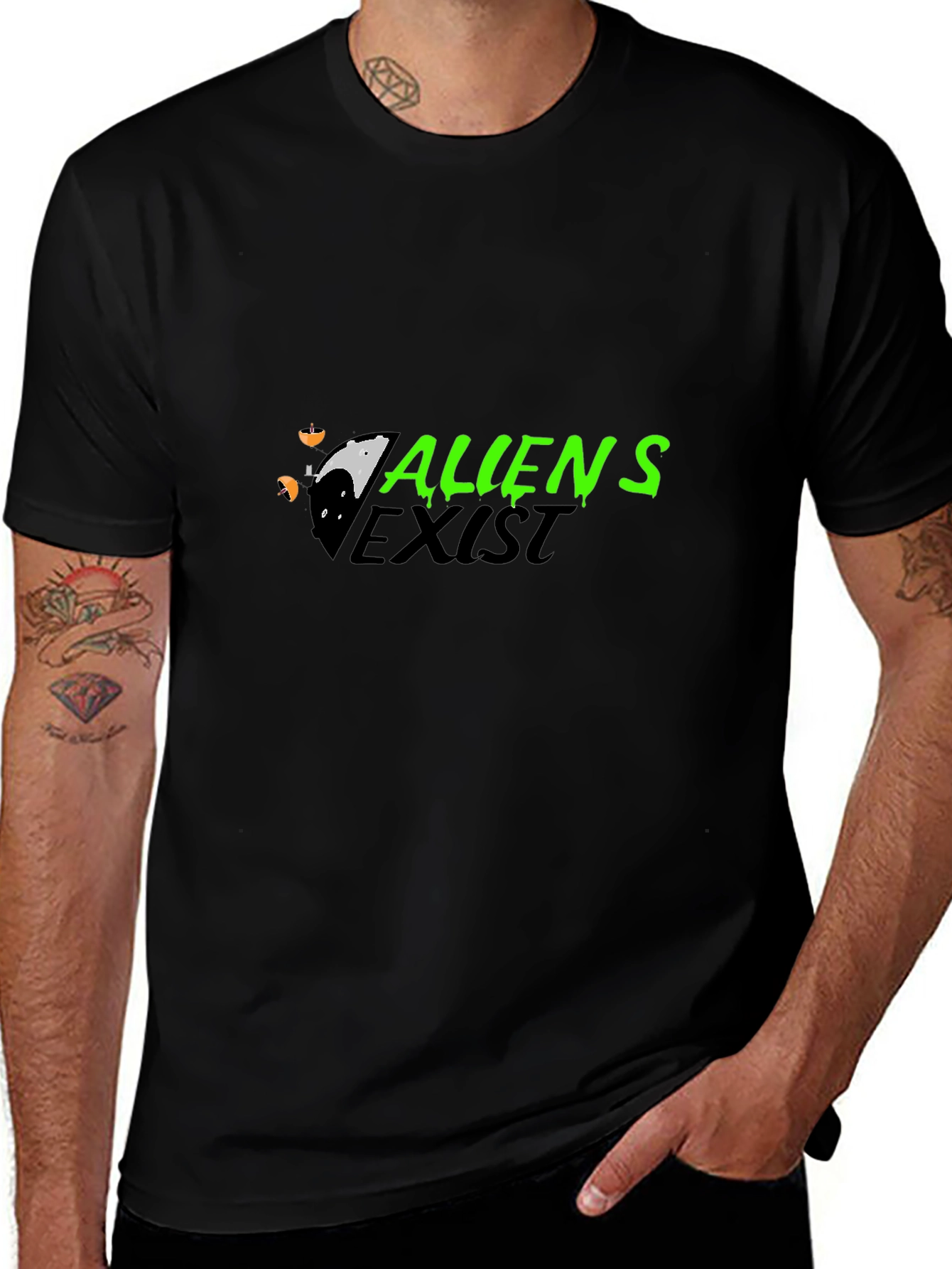 Aliens Exist Black Graphic Tee