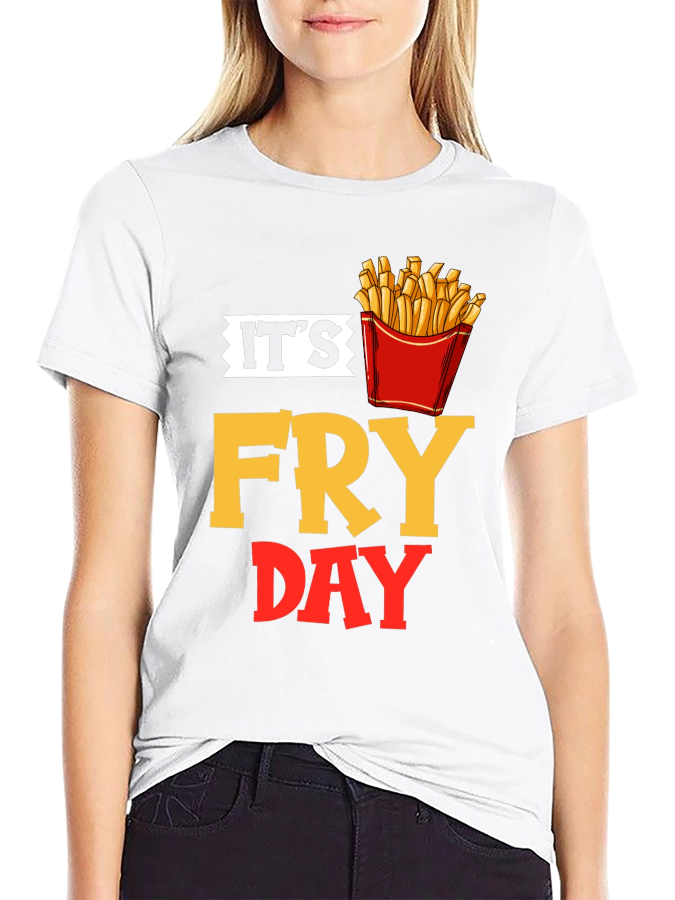 Its Fry Day Black T-Shirt - Foodie Fun!