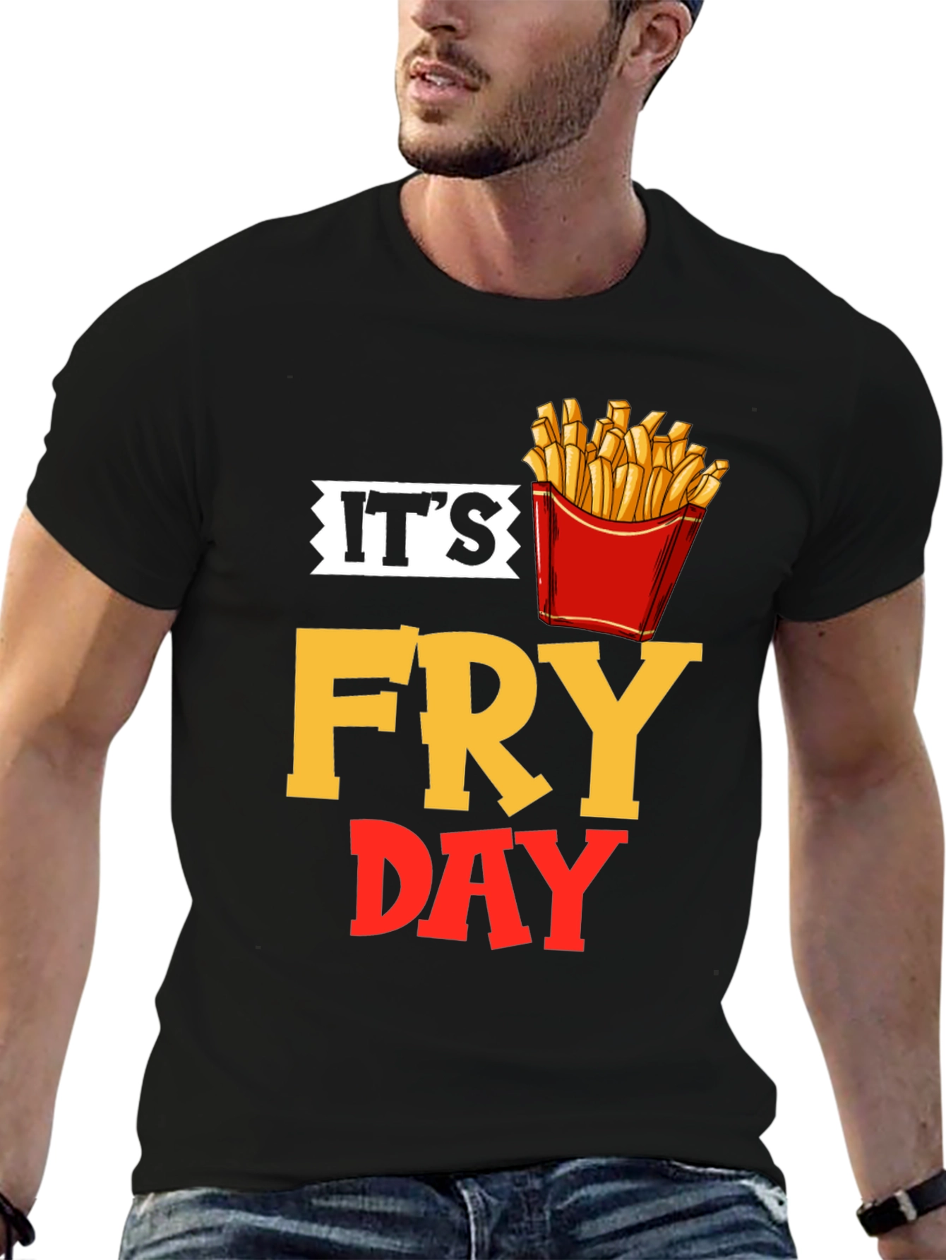 Its Fry Day Black T-Shirt - Foodie Fun!
