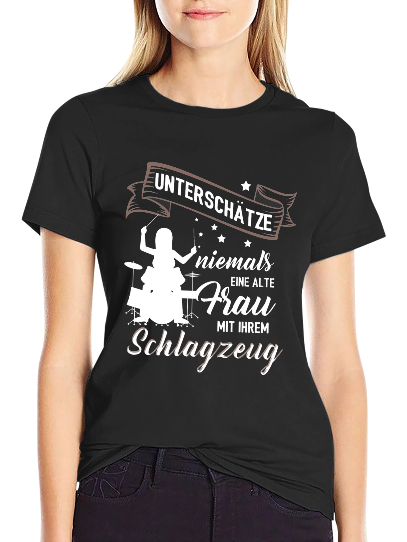 Unterschätze Niemals T-Shirt - Drummerin Design