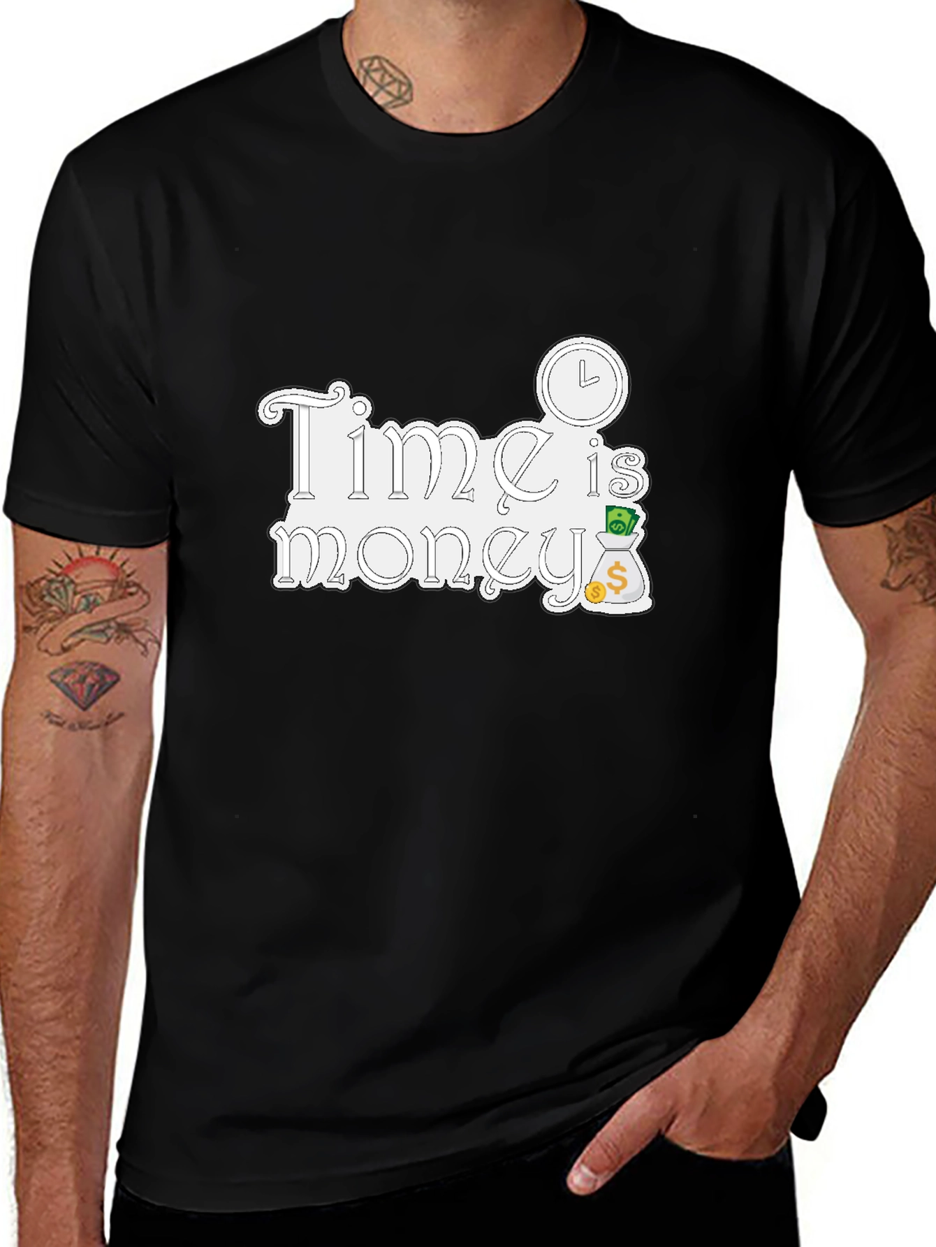 Time is Money Graphic Tee - Black Cotton T-Shirt