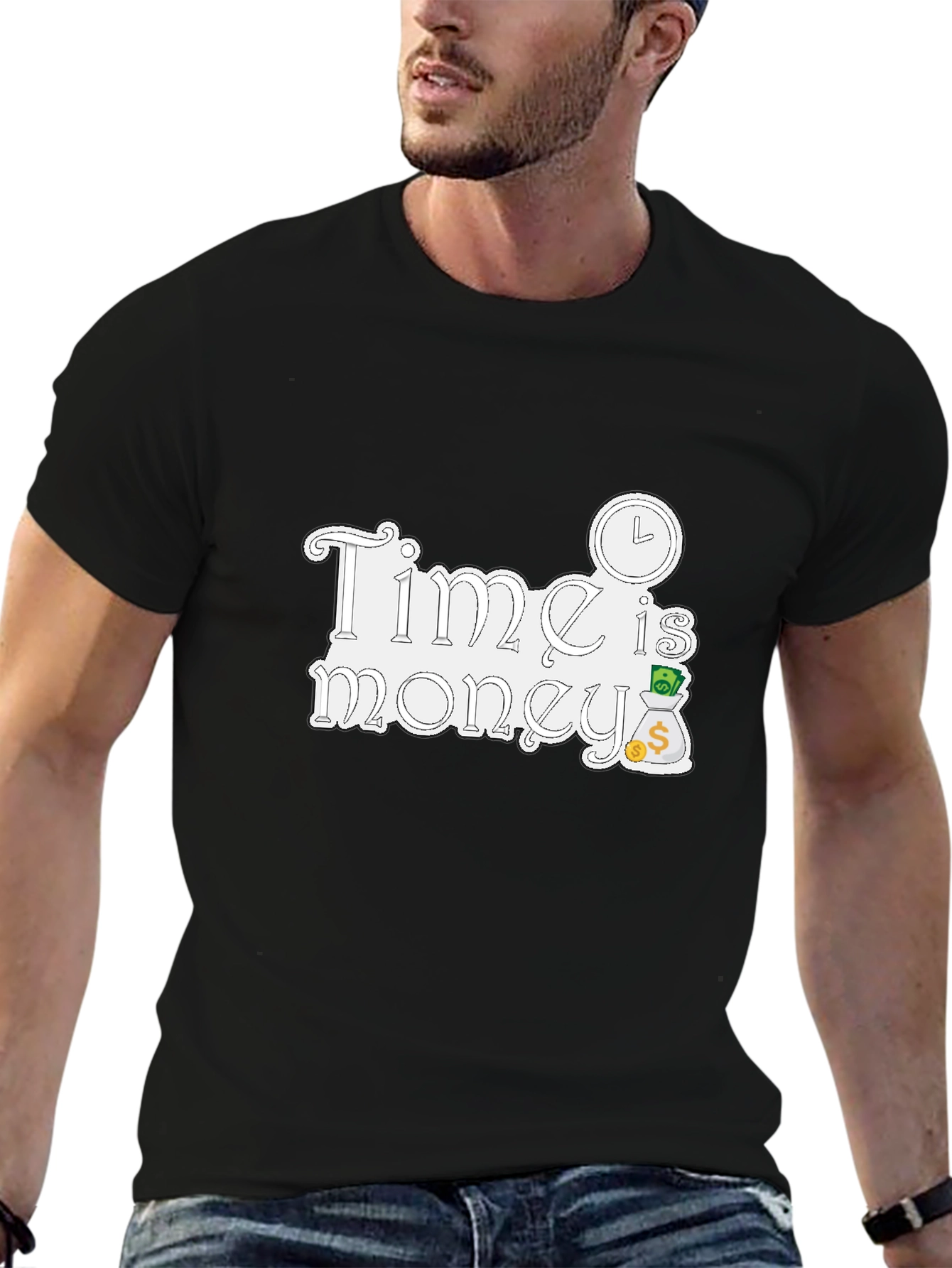 Time is Money Graphic Tee - Black Cotton T-Shirt