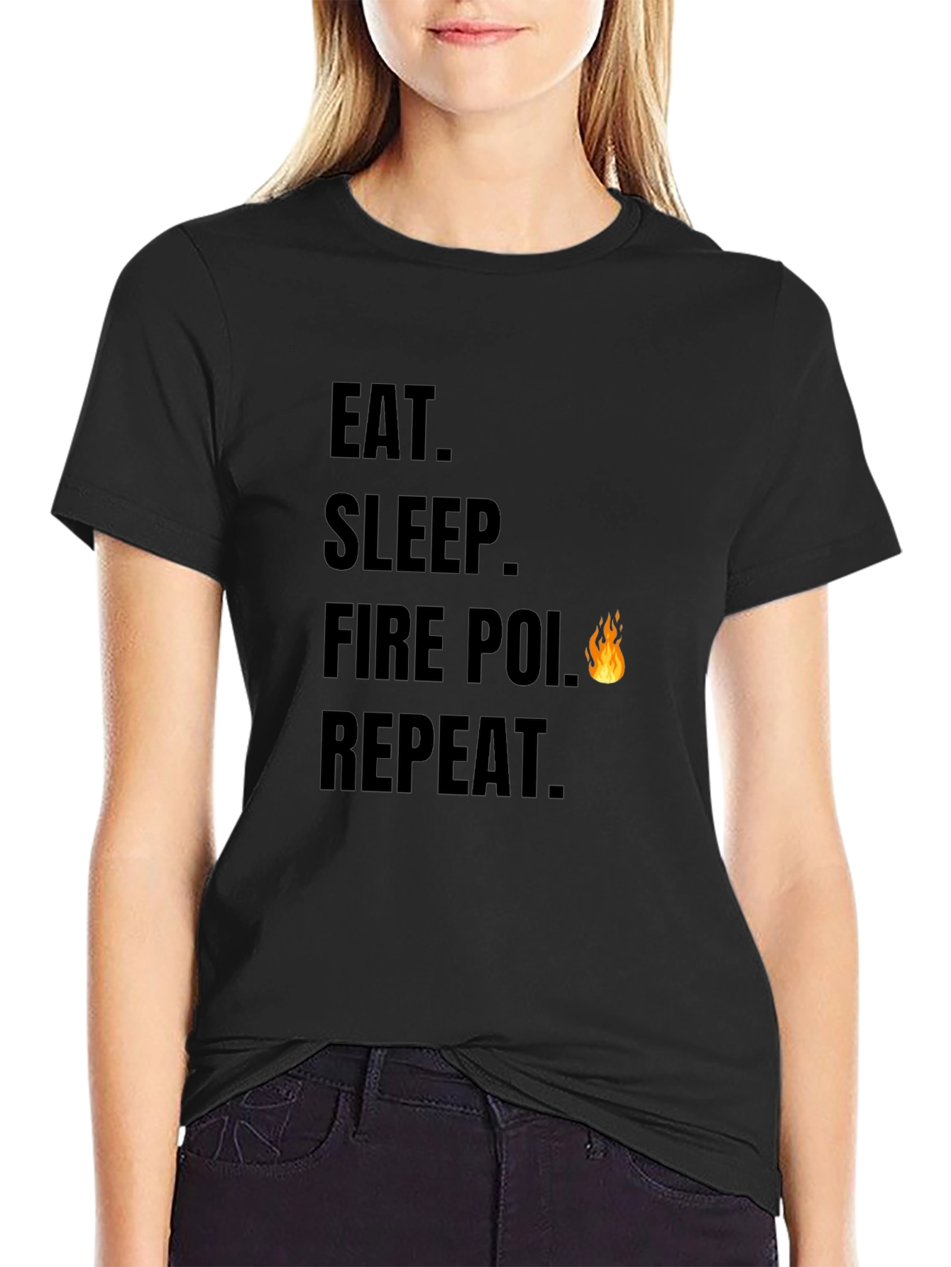 Eat Sleep Fire Poi Repeat Black T-Shirt