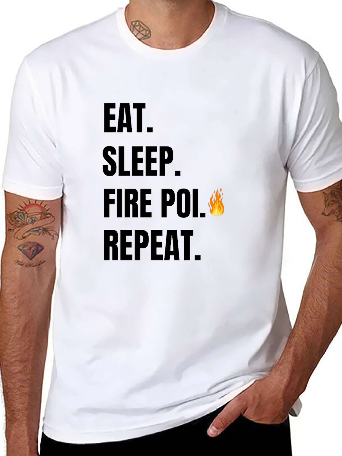 Eat Sleep Fire Poi Repeat Black T-Shirt