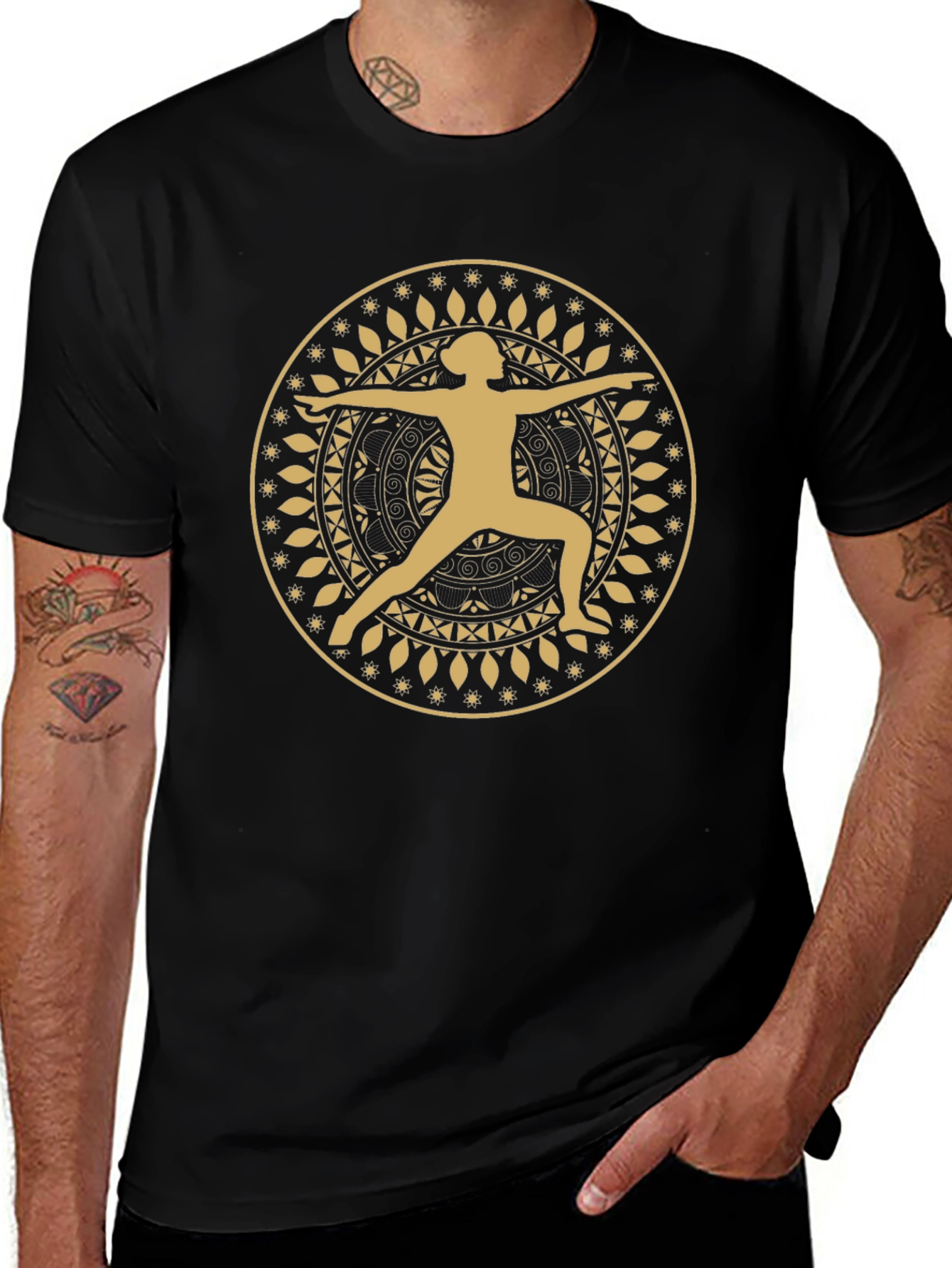 Yoga Mandala T-Shirt - Warrior Pose Graphic Tee