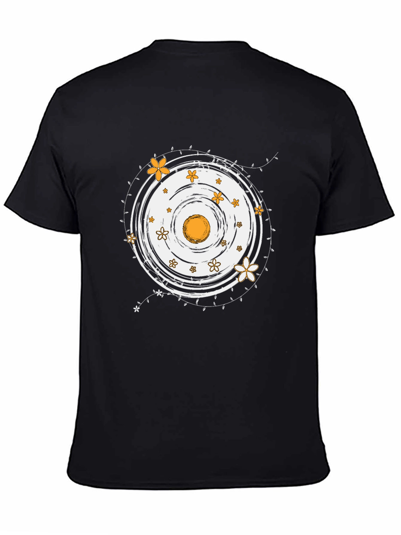 Floral Circle Graphic Black Tee