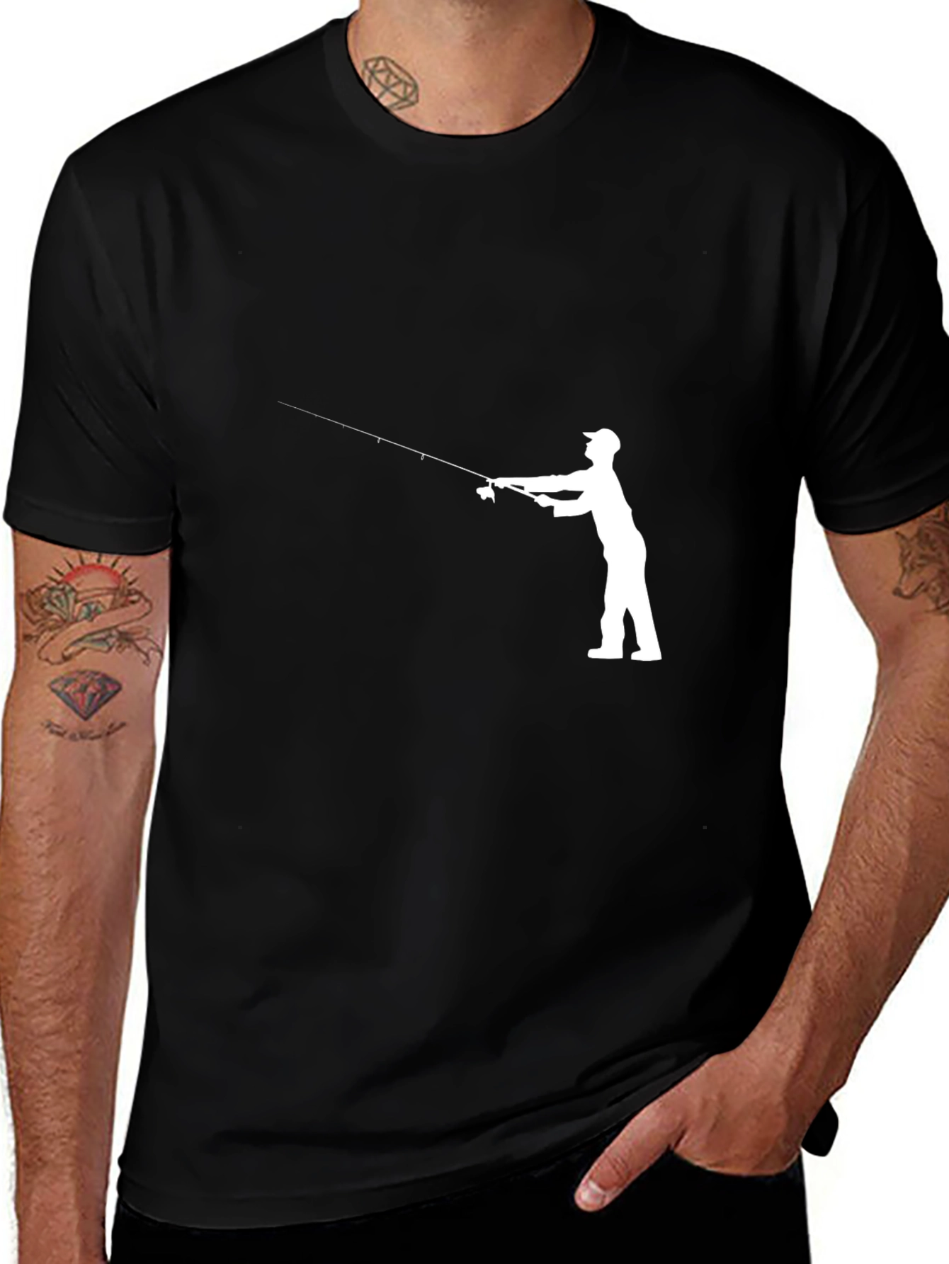 Fishing Silhouette Black T-Shirt