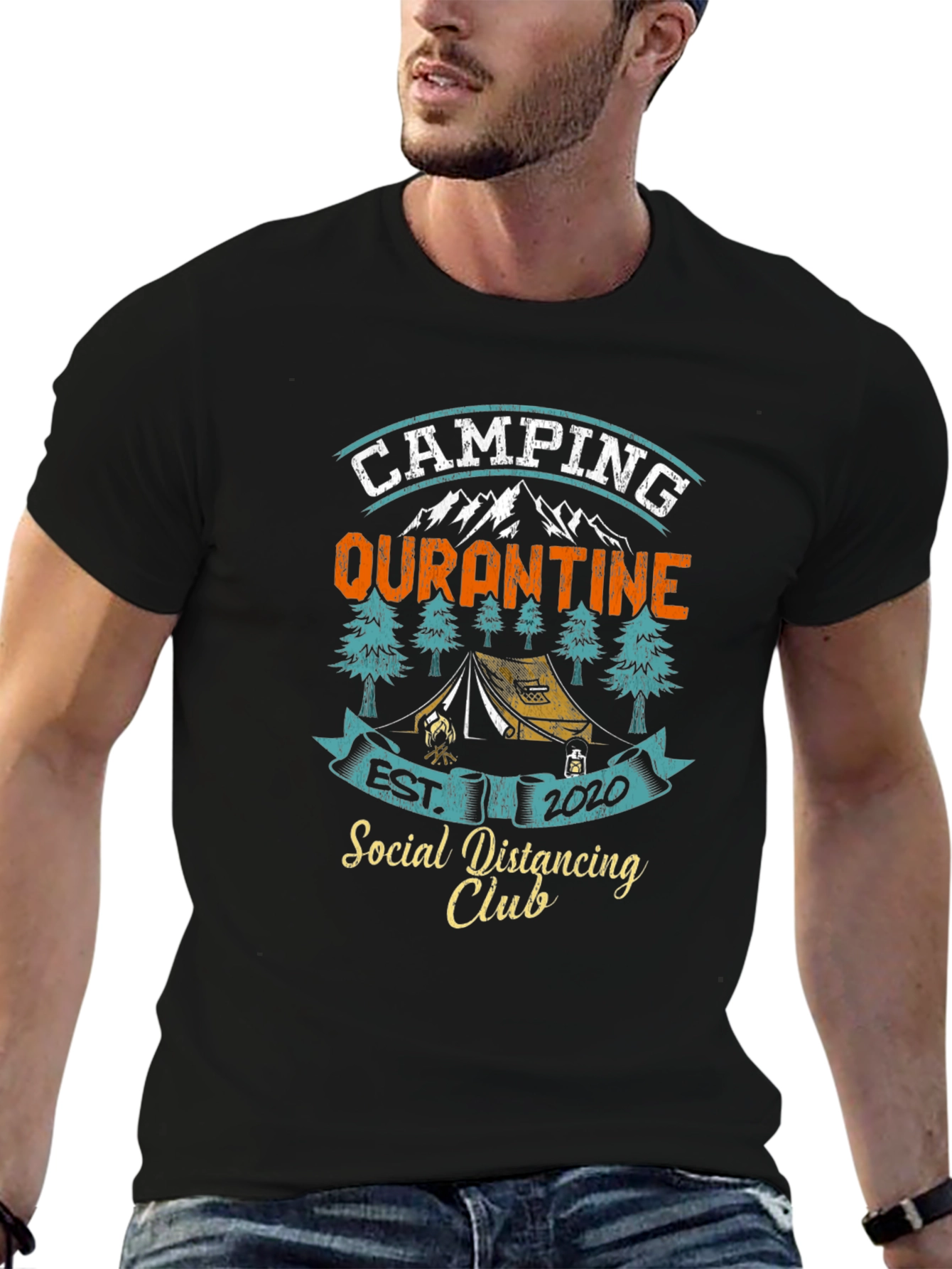 Camping Quarantine 2020 Social Distancing Club T-Shirt
