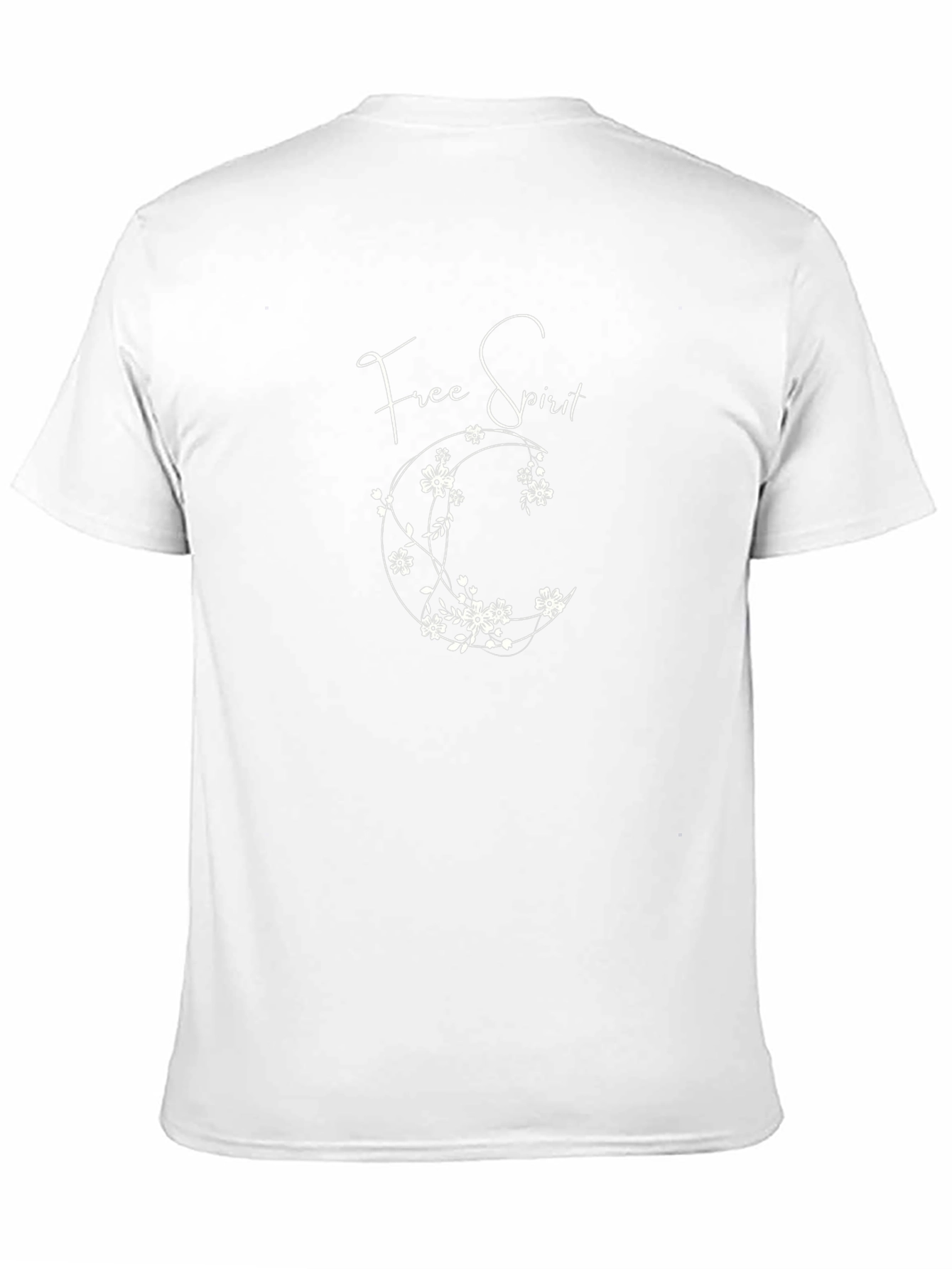 Free Spirit Floral Crescent Moon Black T-Shirt