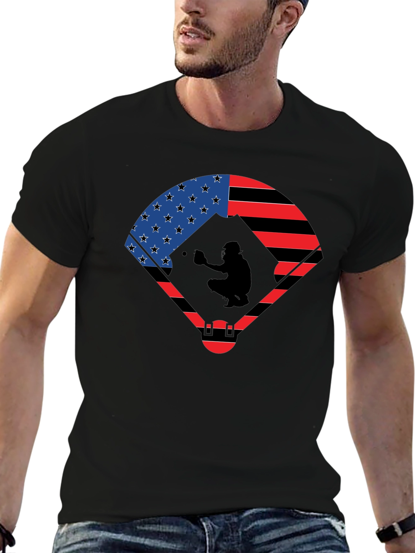 Patriotic Baseball Catcher T-Shirt