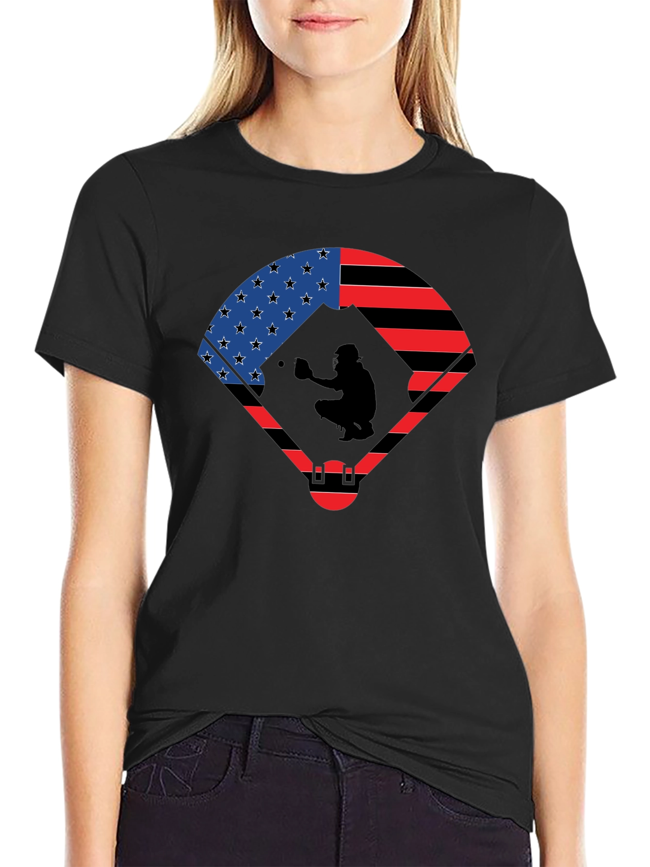 Patriotic Baseball Catcher T-Shirt