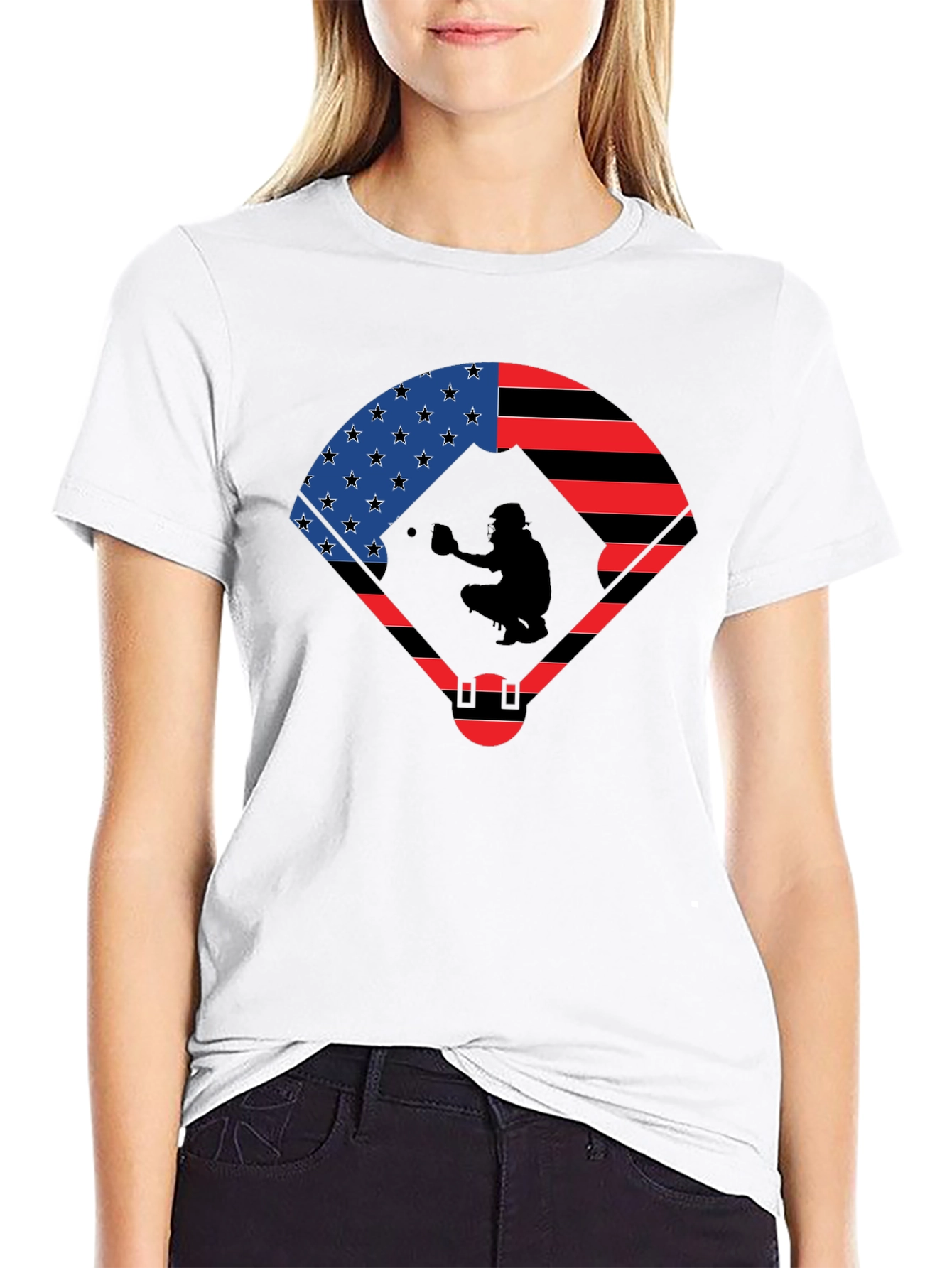 Patriotic Baseball Catcher T-Shirt