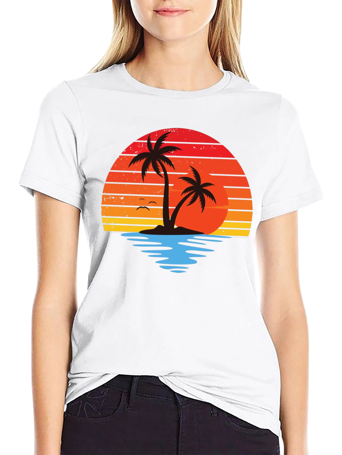 Retro Sunset Palm Tree Graphic Tee