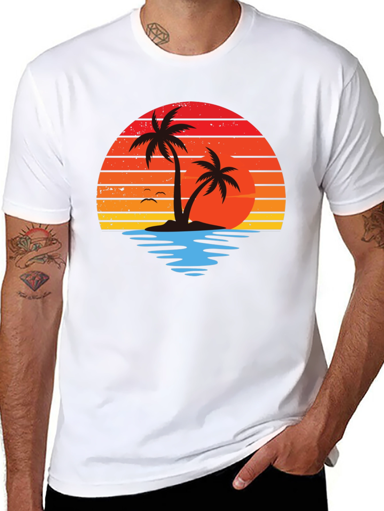 Retro Sunset Palm Tree Graphic Tee