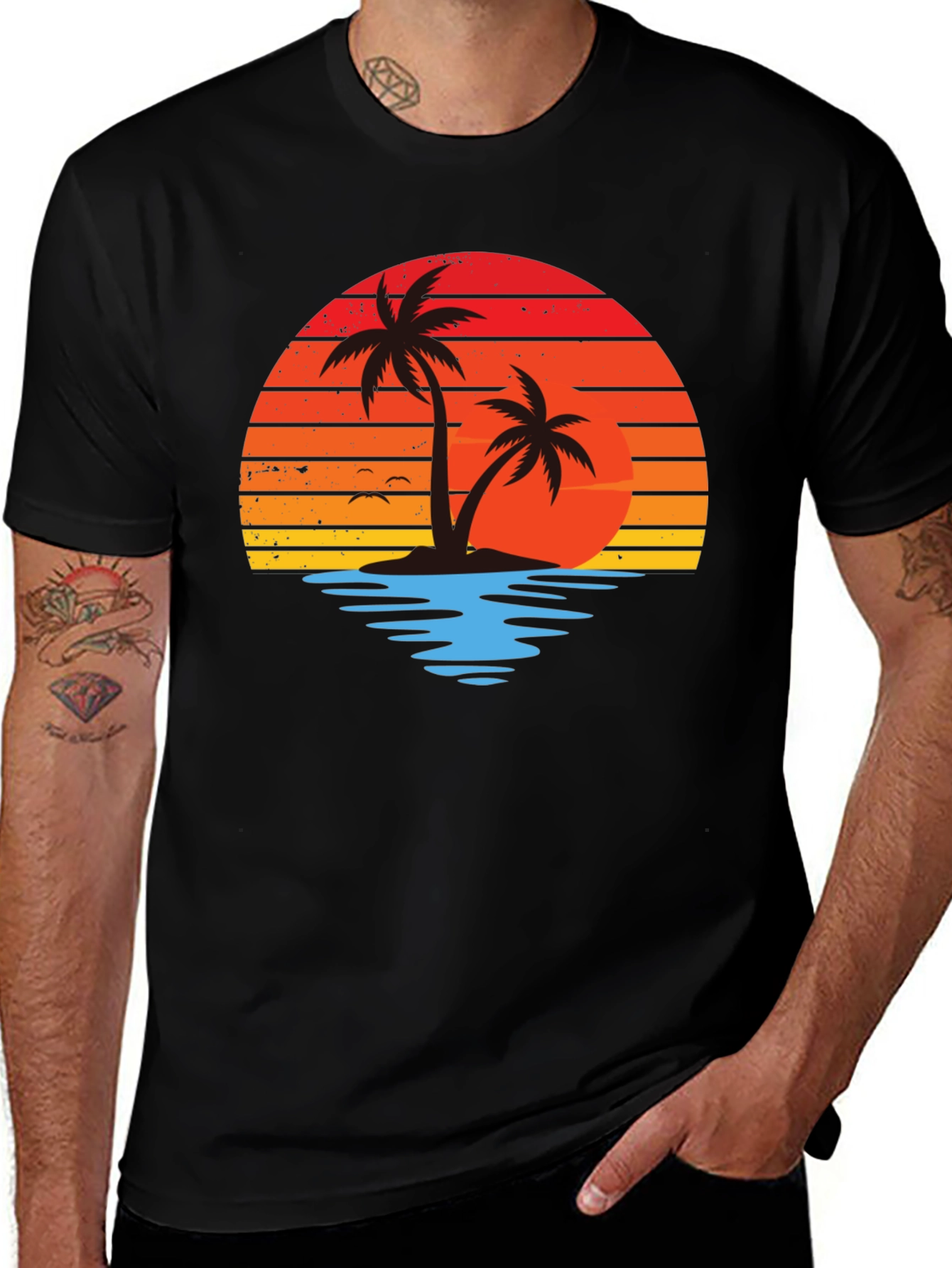 Retro Sunset Palm Tree Graphic Tee