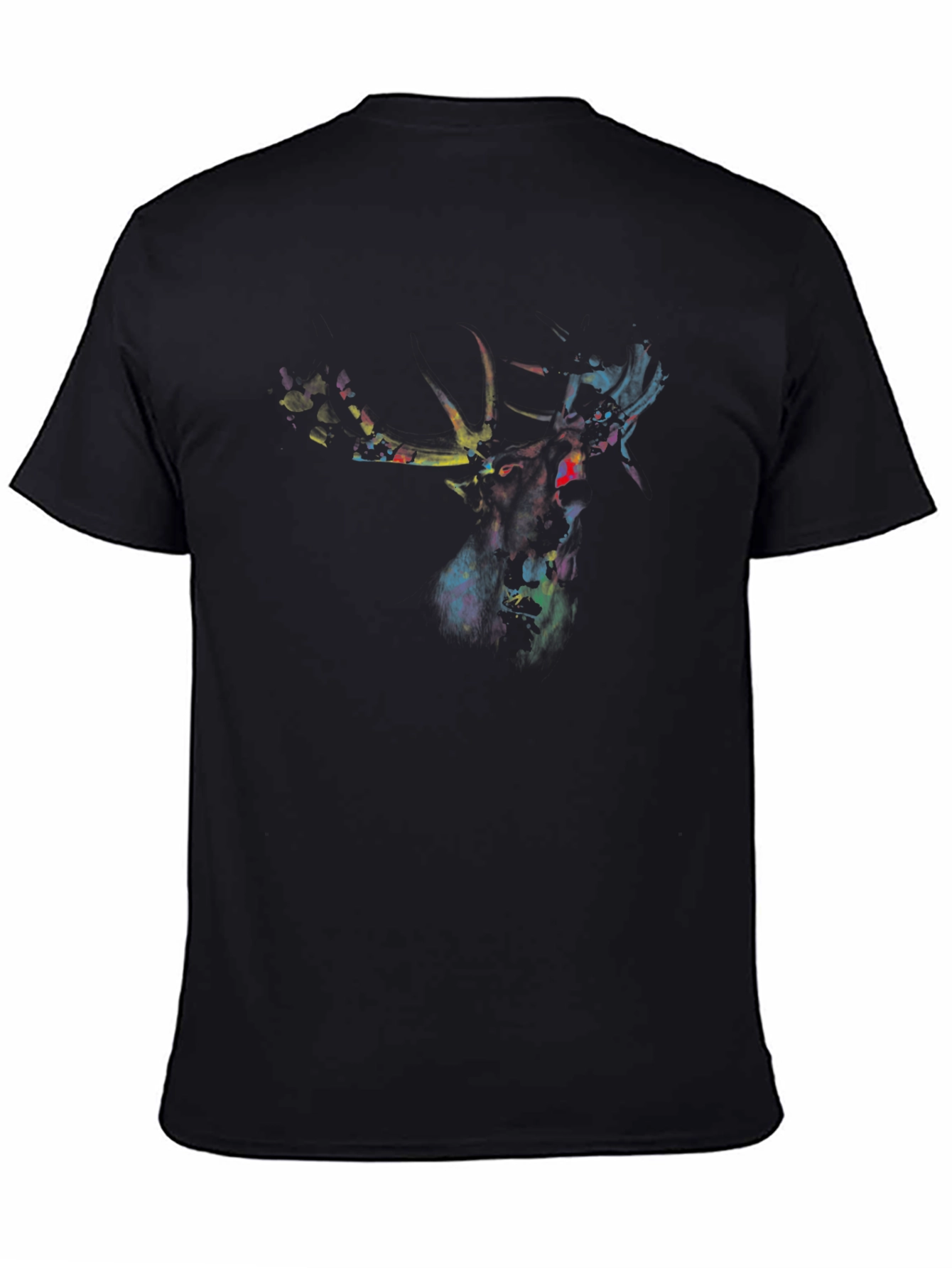 Abstract Deer Graphic Black T-Shirt