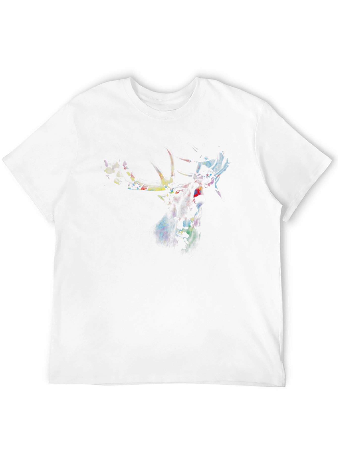 Abstract Deer Graphic Black T-Shirt