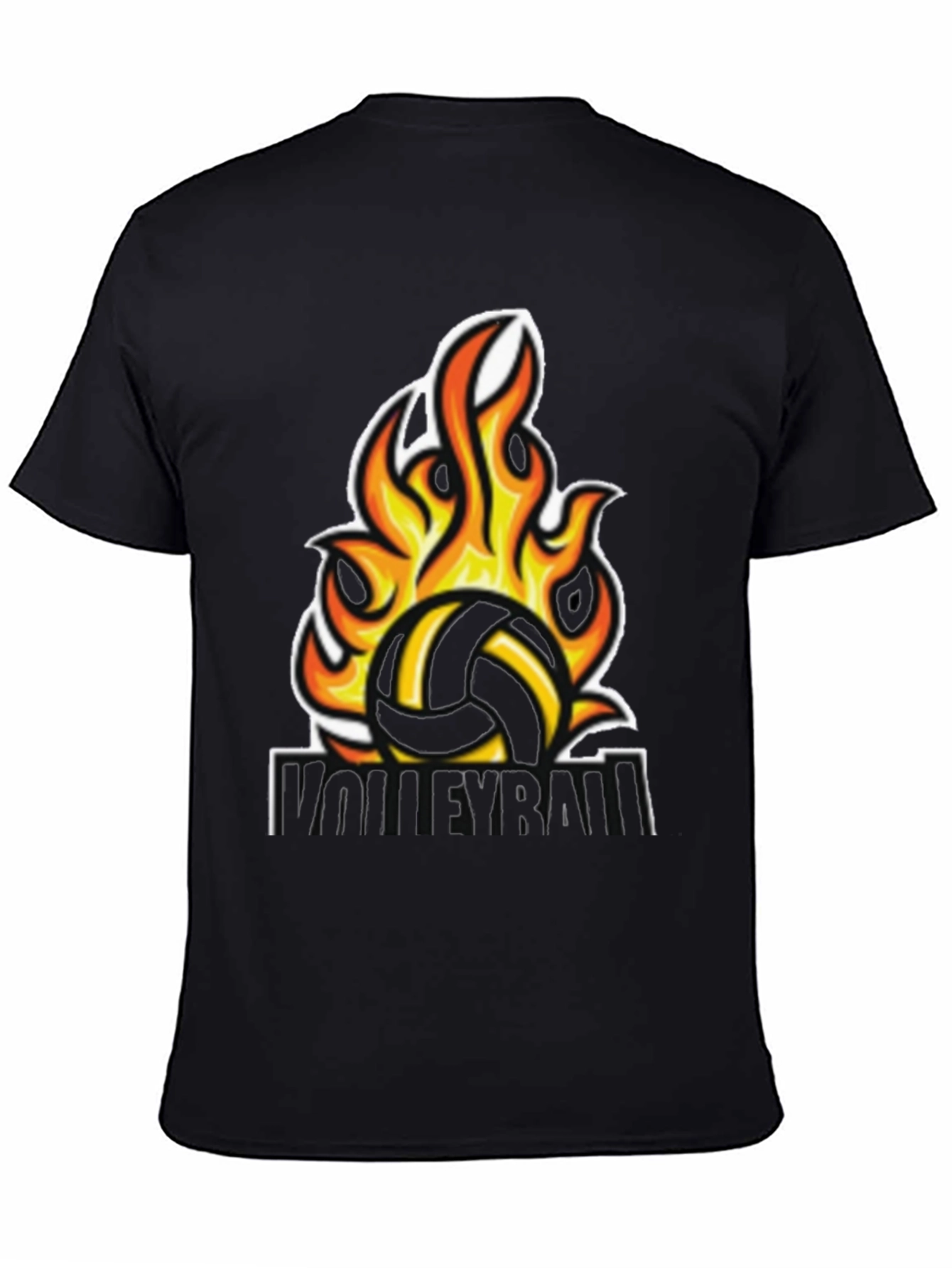 Fiery Volleyball Graphic Tee - Black