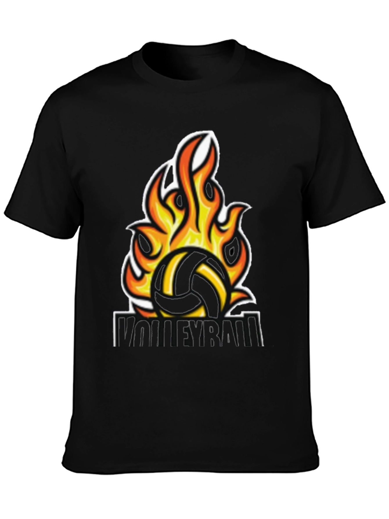 Fiery Volleyball Graphic Tee - Black