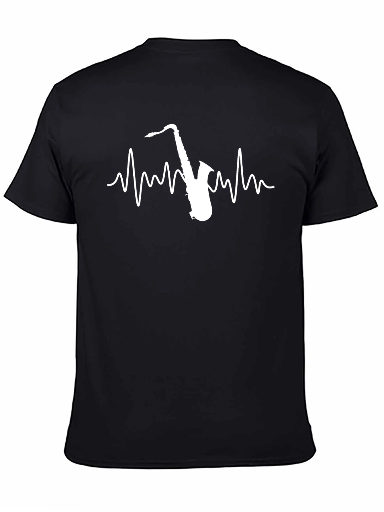 Saxophone Heartbeat Graphic Tee - Black