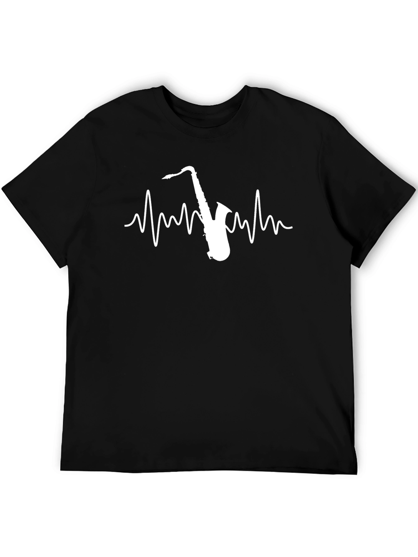 Saxophone Heartbeat Graphic Tee - Black