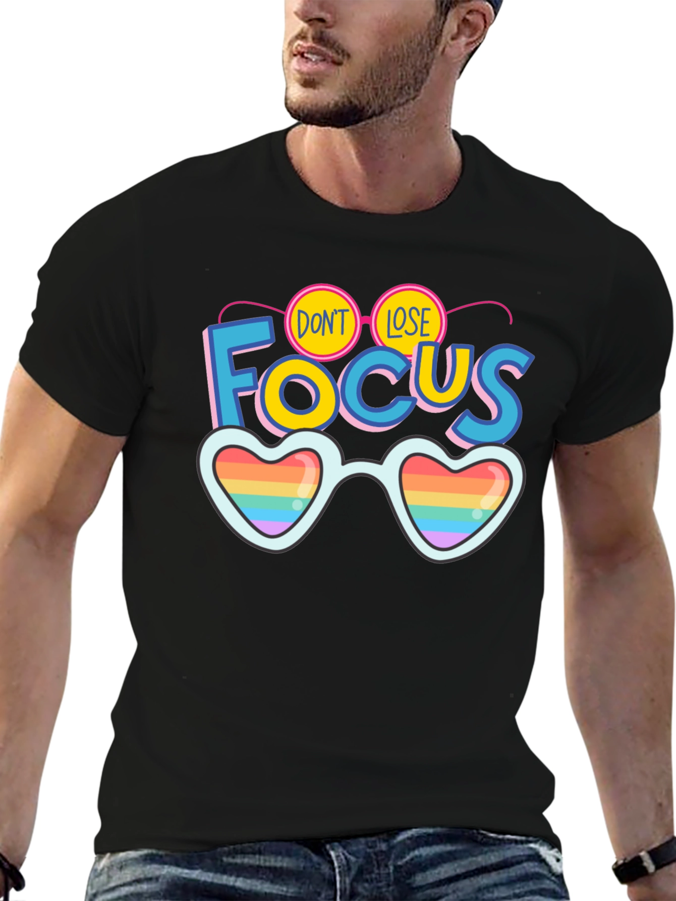 Dont Lose Focus Pride Rainbow Heart Sunglasses T-Shirt