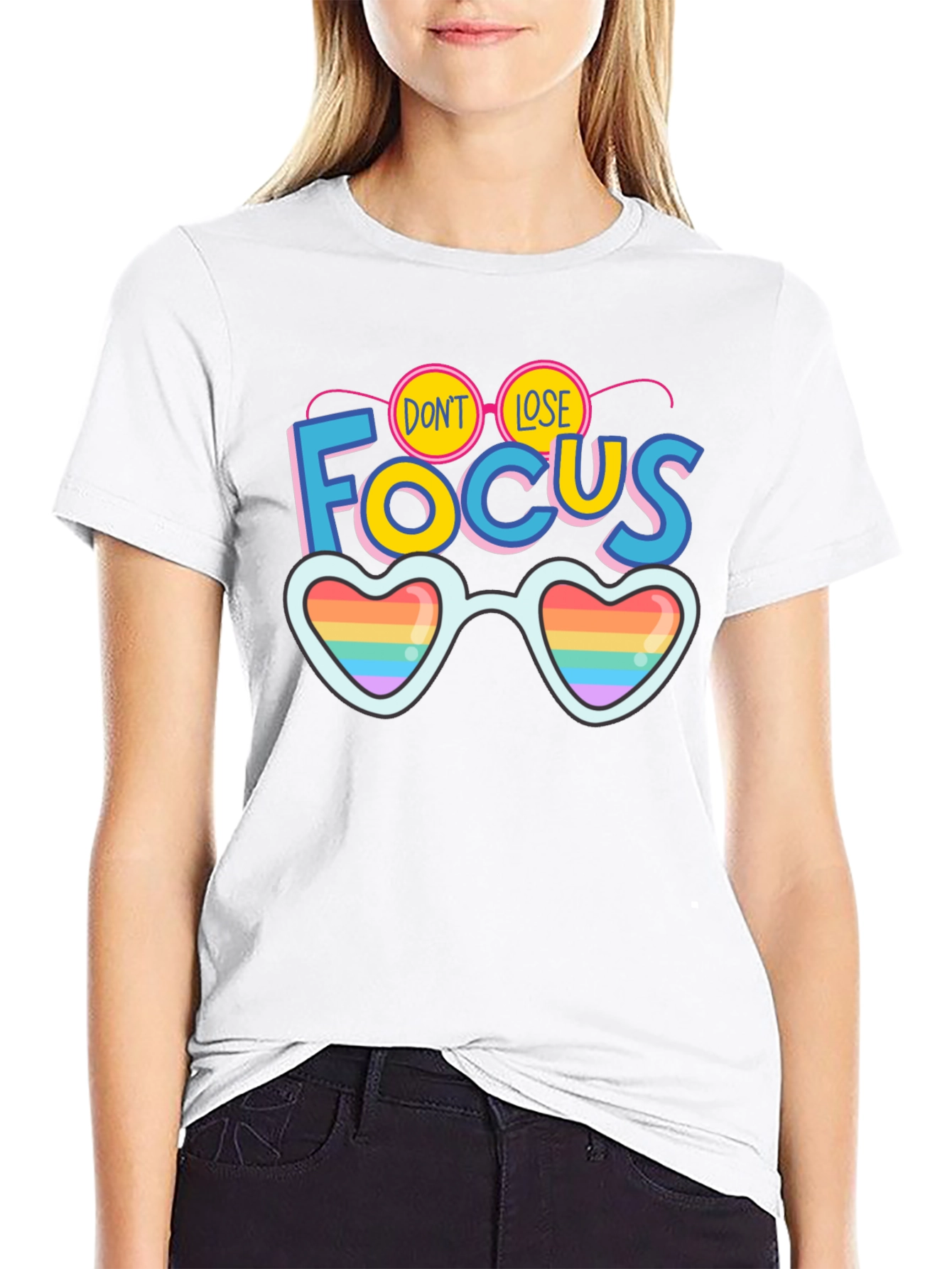 Dont Lose Focus Pride Rainbow Heart Sunglasses T-Shirt