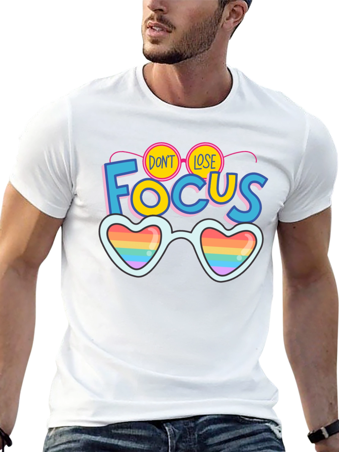 Dont Lose Focus Pride Rainbow Heart Sunglasses T-Shirt