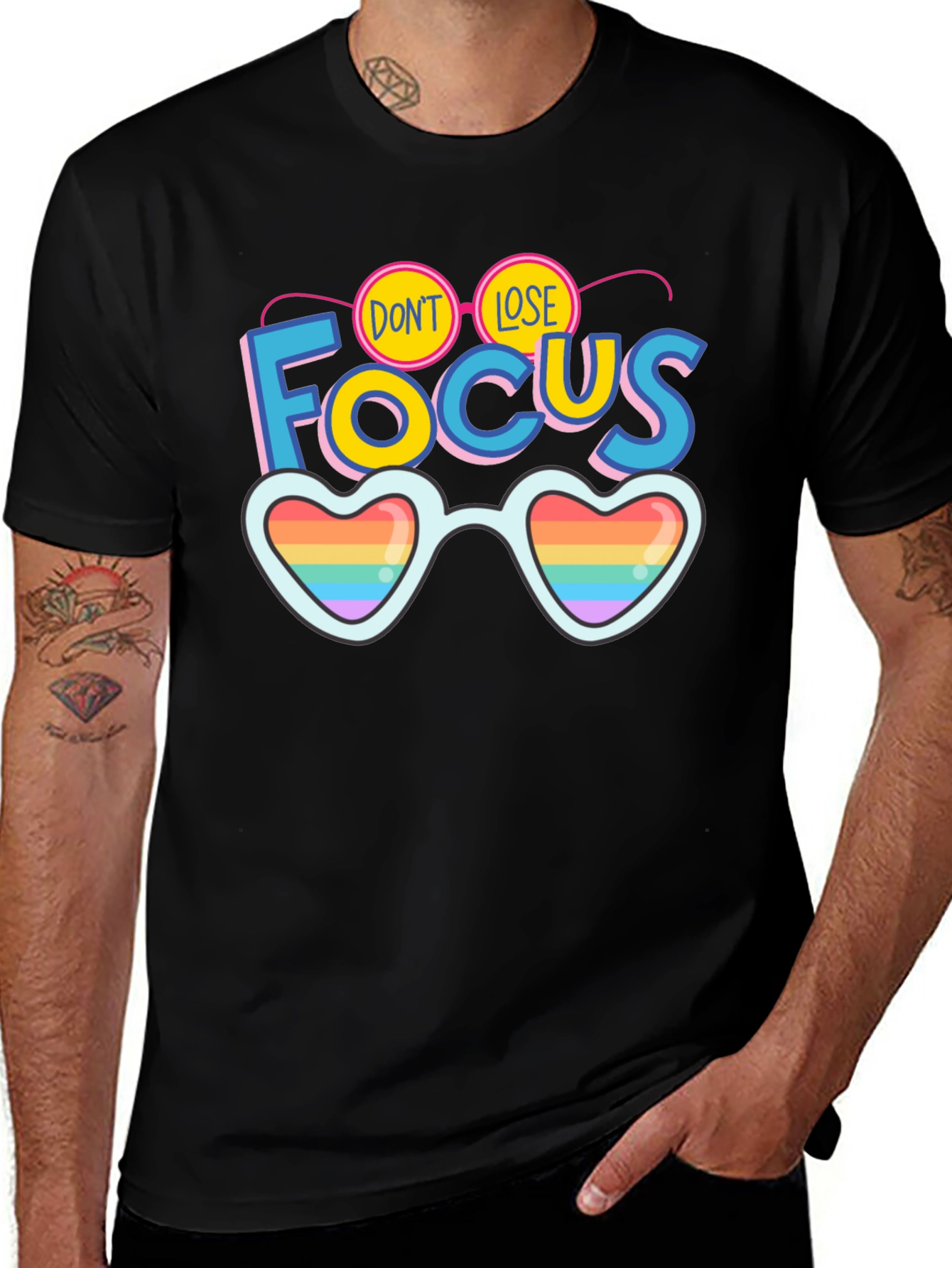 Dont Lose Focus Pride Rainbow Heart Sunglasses T-Shirt