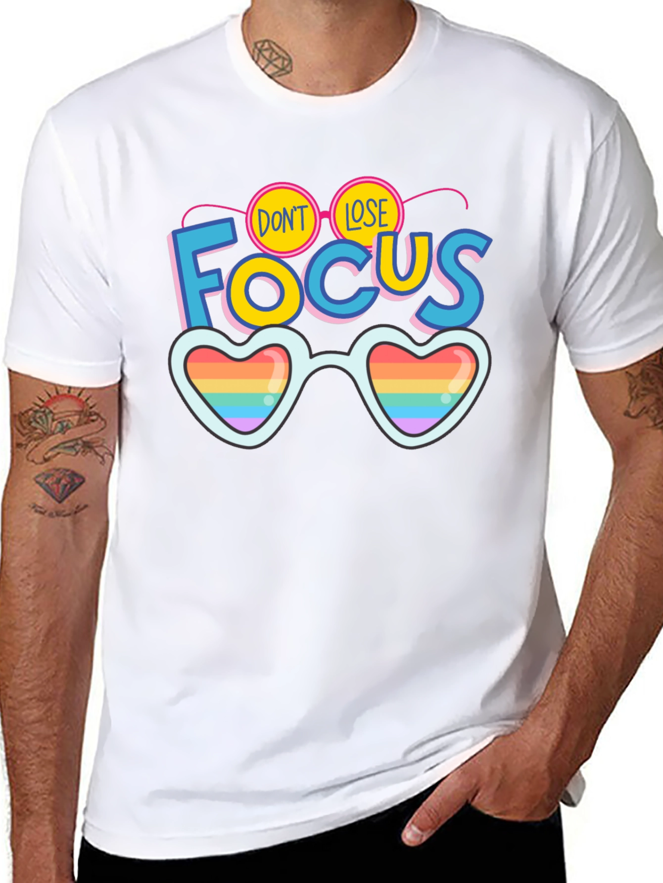 Dont Lose Focus Pride Rainbow Heart Sunglasses T-Shirt