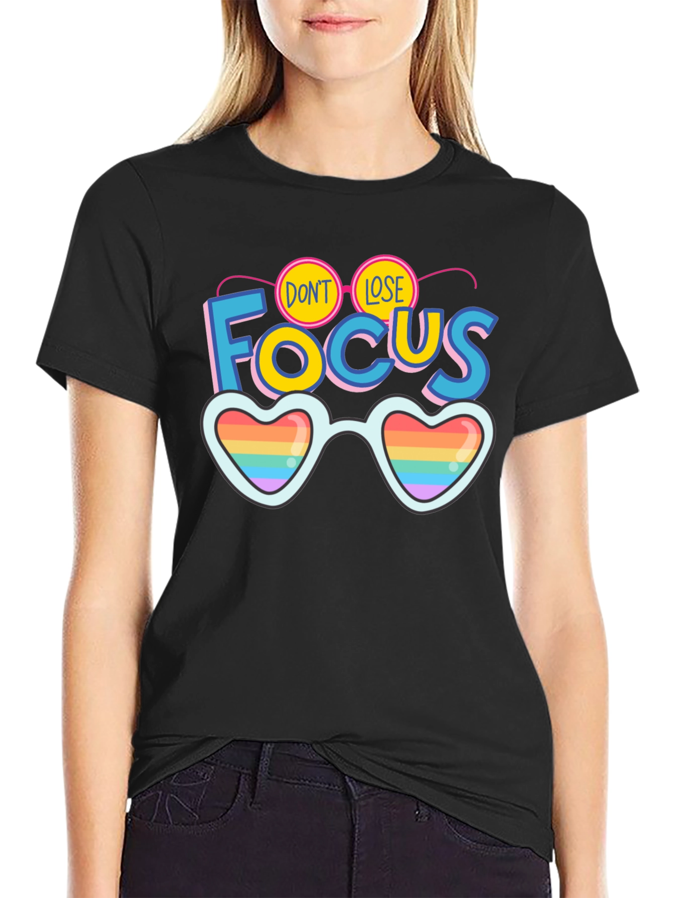 Dont Lose Focus Pride Rainbow Heart Sunglasses T-Shirt