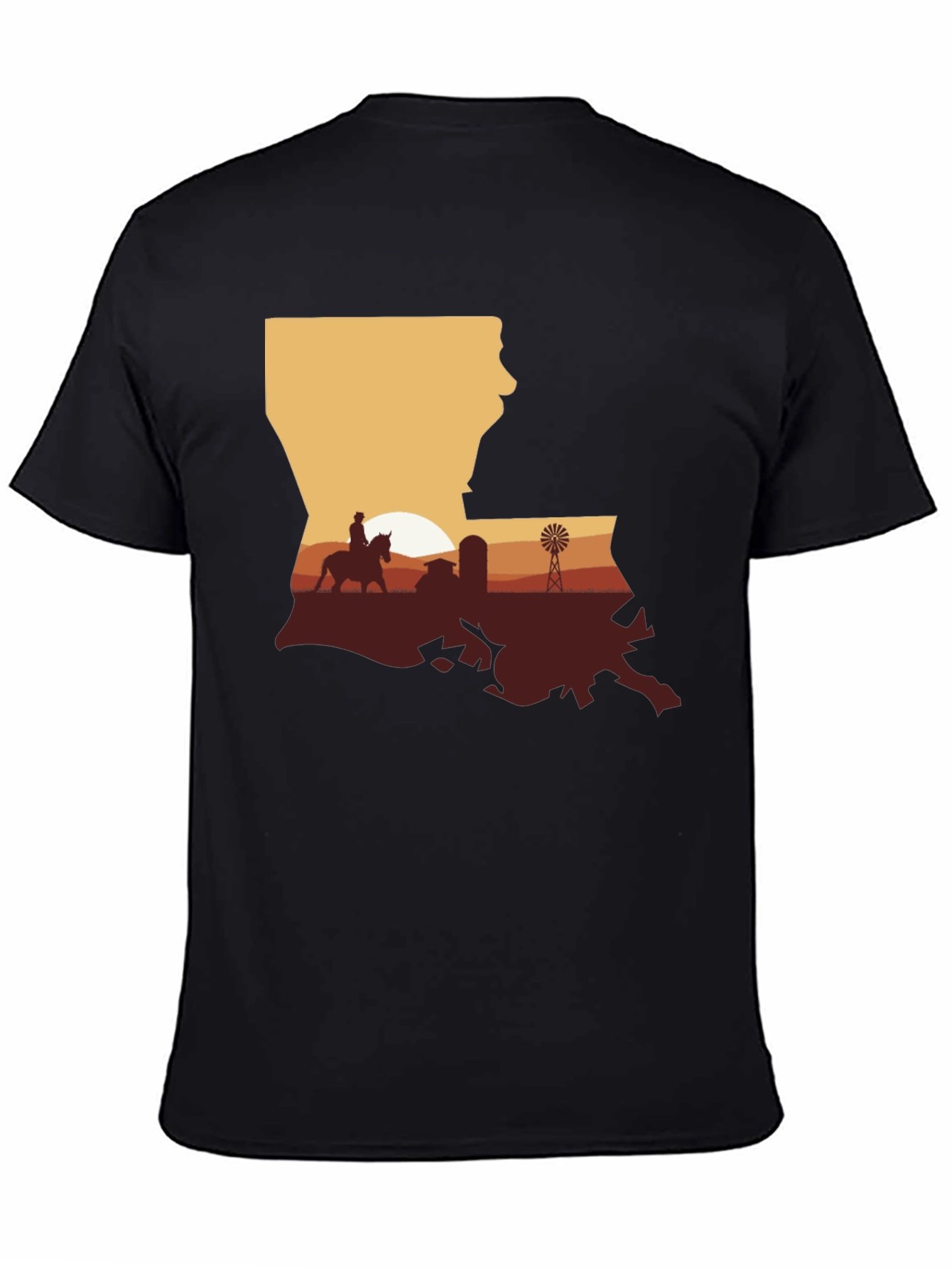 Louisiana Sunset Farm Graphic Tee - Black