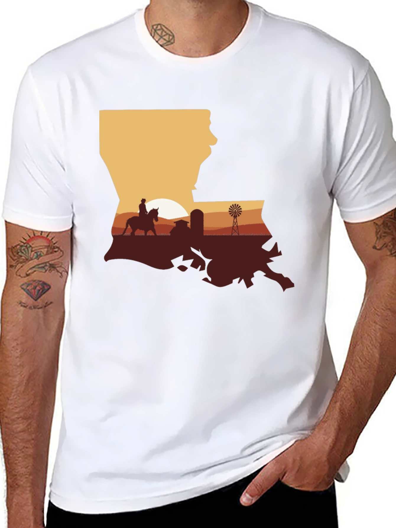 Louisiana Sunset Farm Graphic Tee - Black