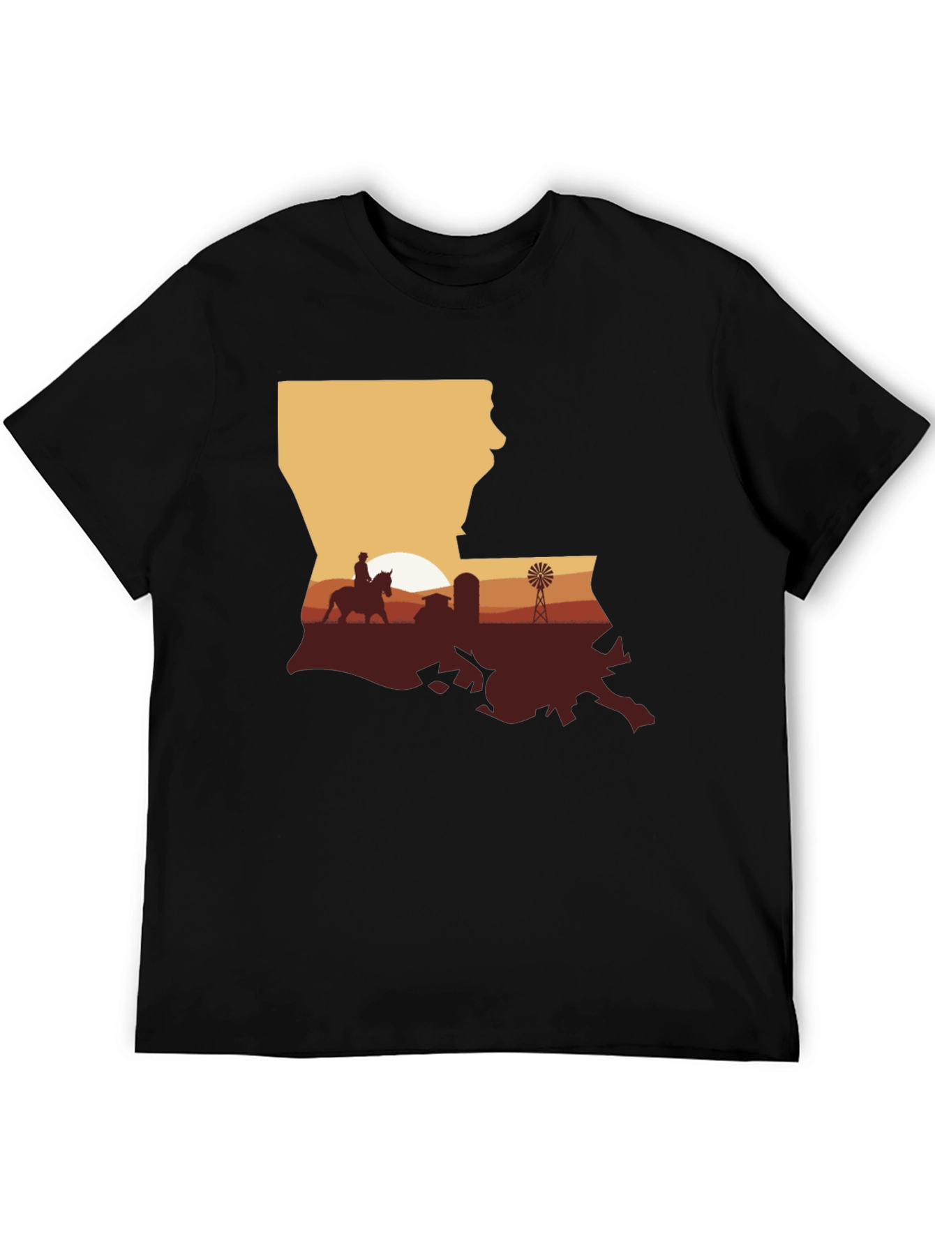 Louisiana Sunset Farm Graphic Tee - Black