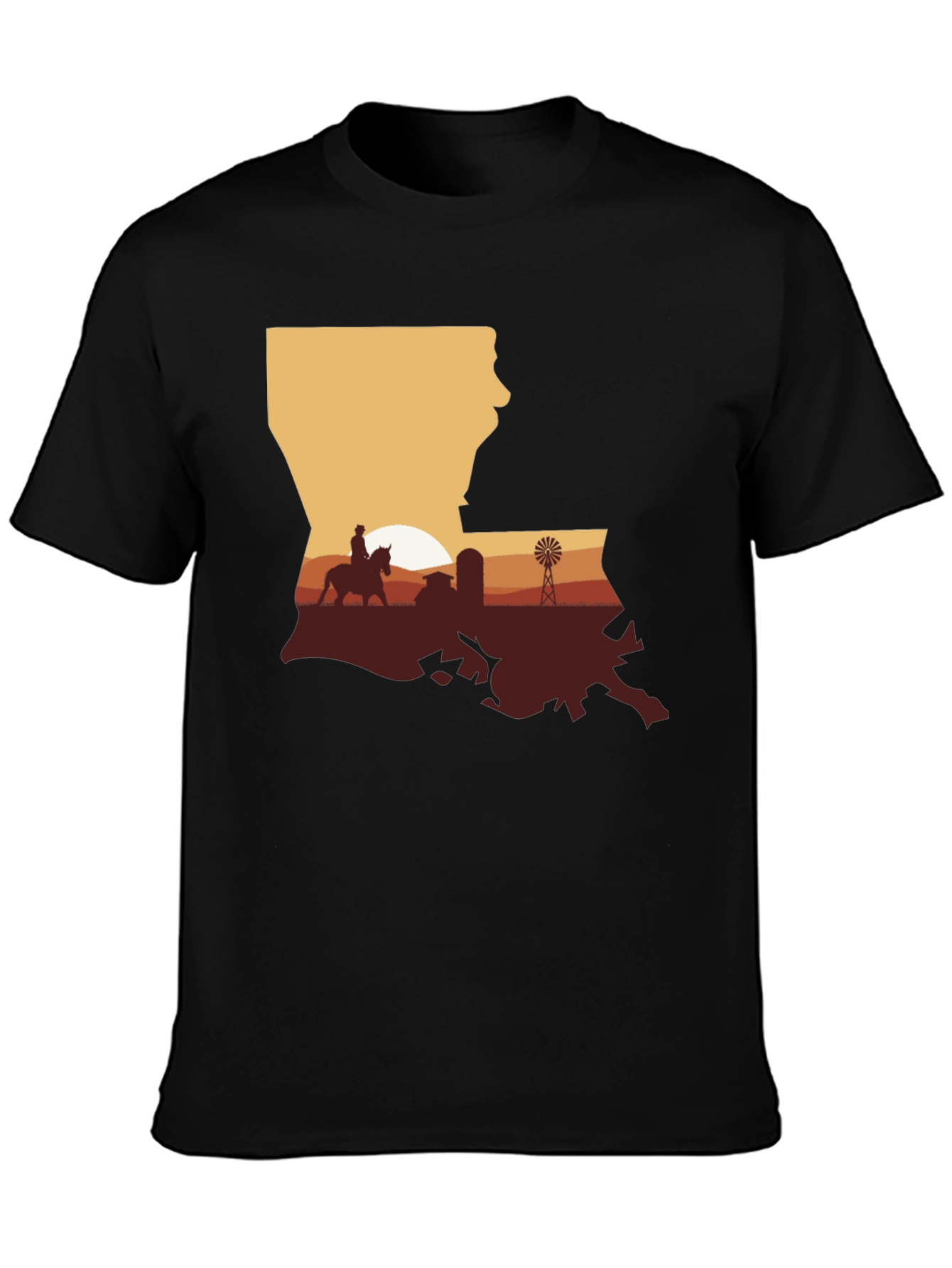 Louisiana Sunset Farm Graphic Tee - Black