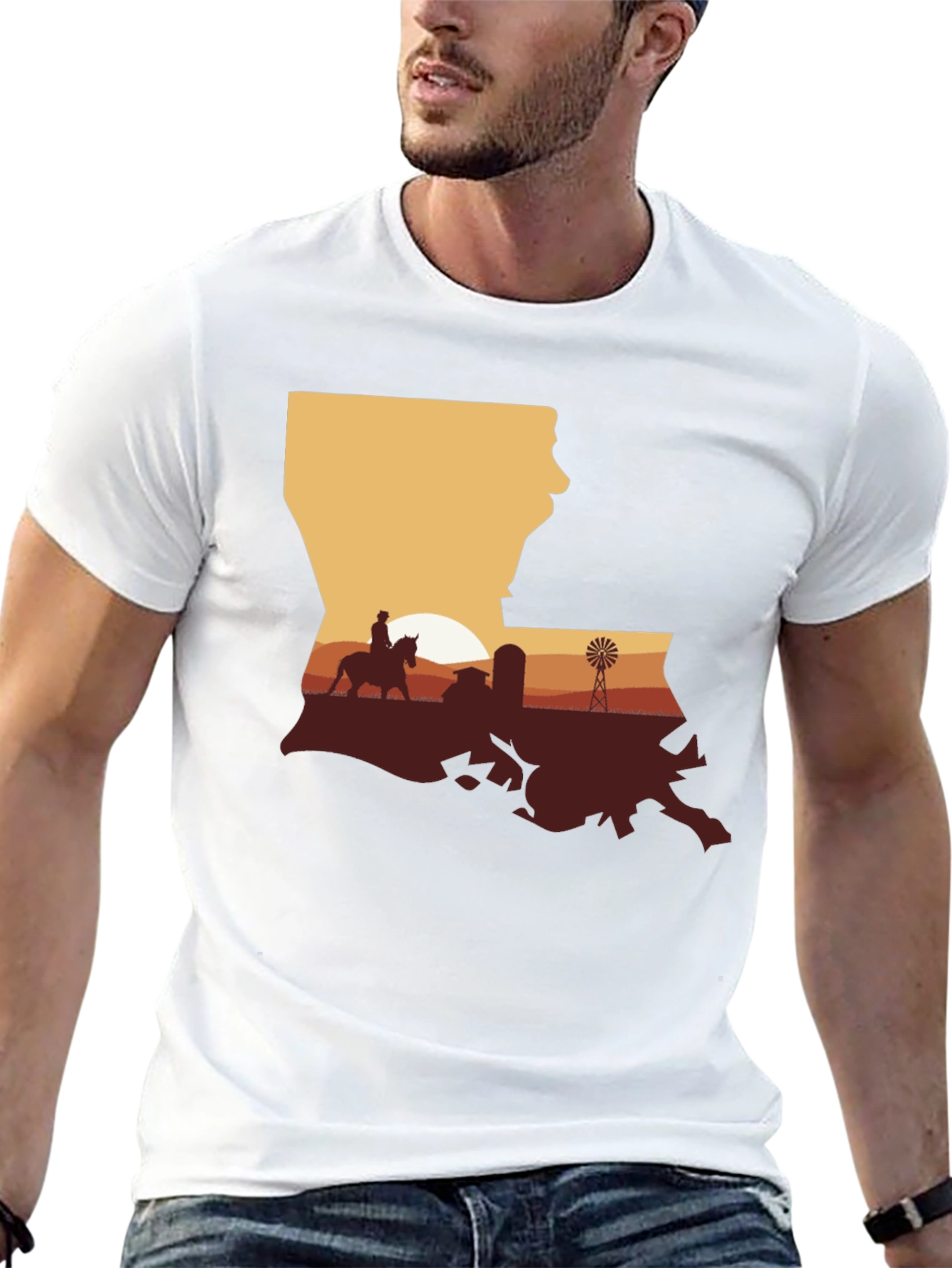 Louisiana Sunset Farm Graphic Tee - Black