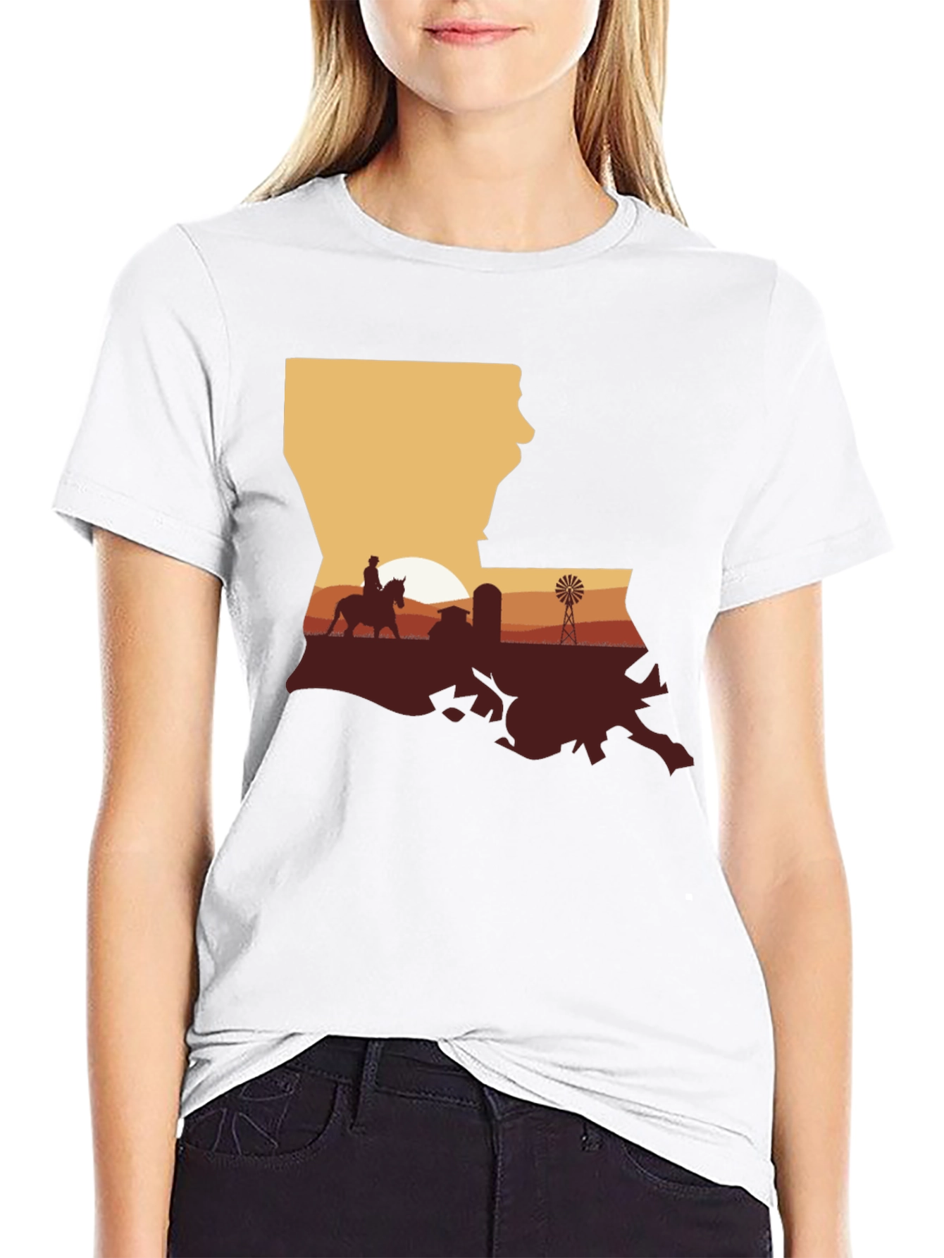 Louisiana Sunset Farm Graphic Tee - Black