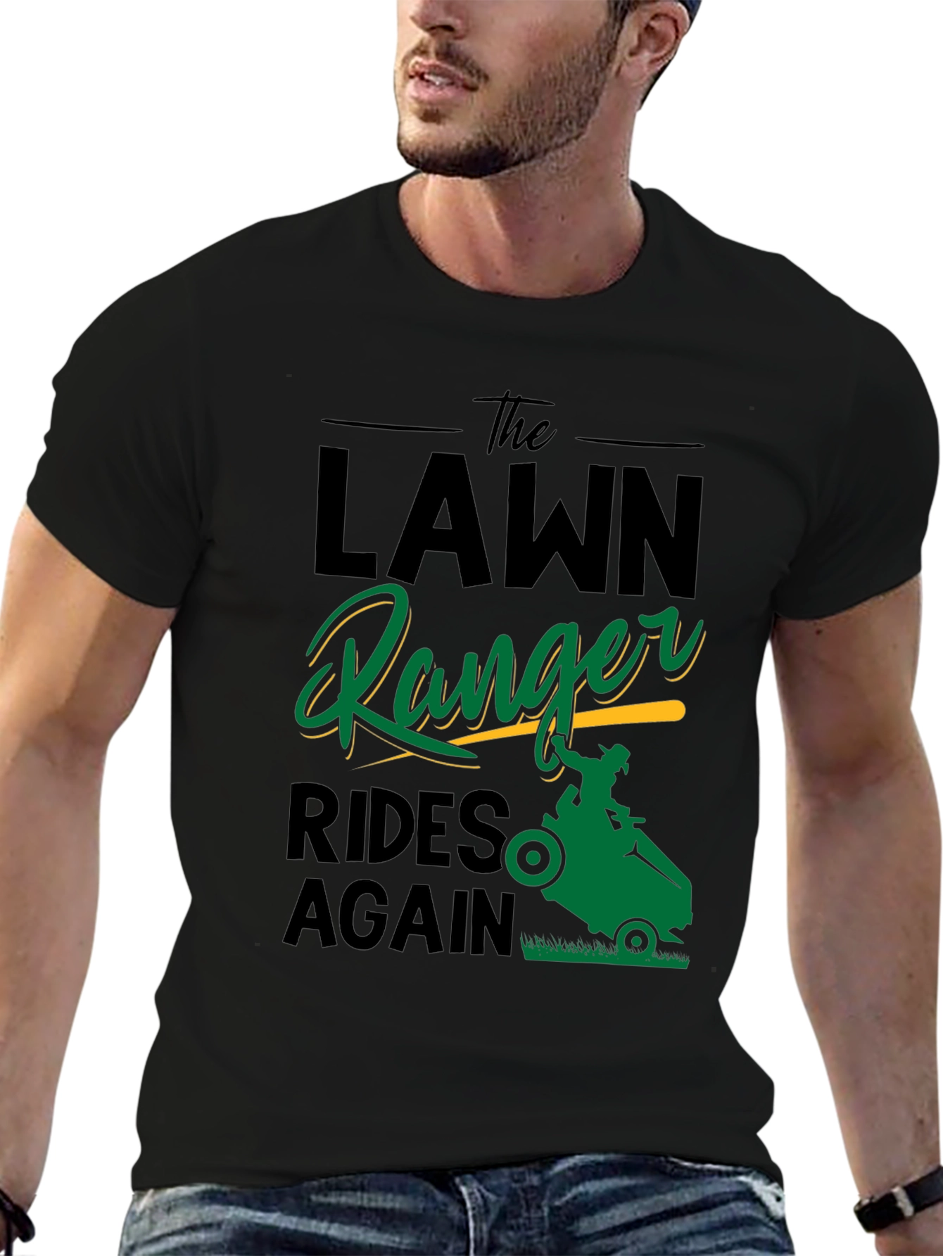Lawn Ranger Rides Again Black Graphic Tee