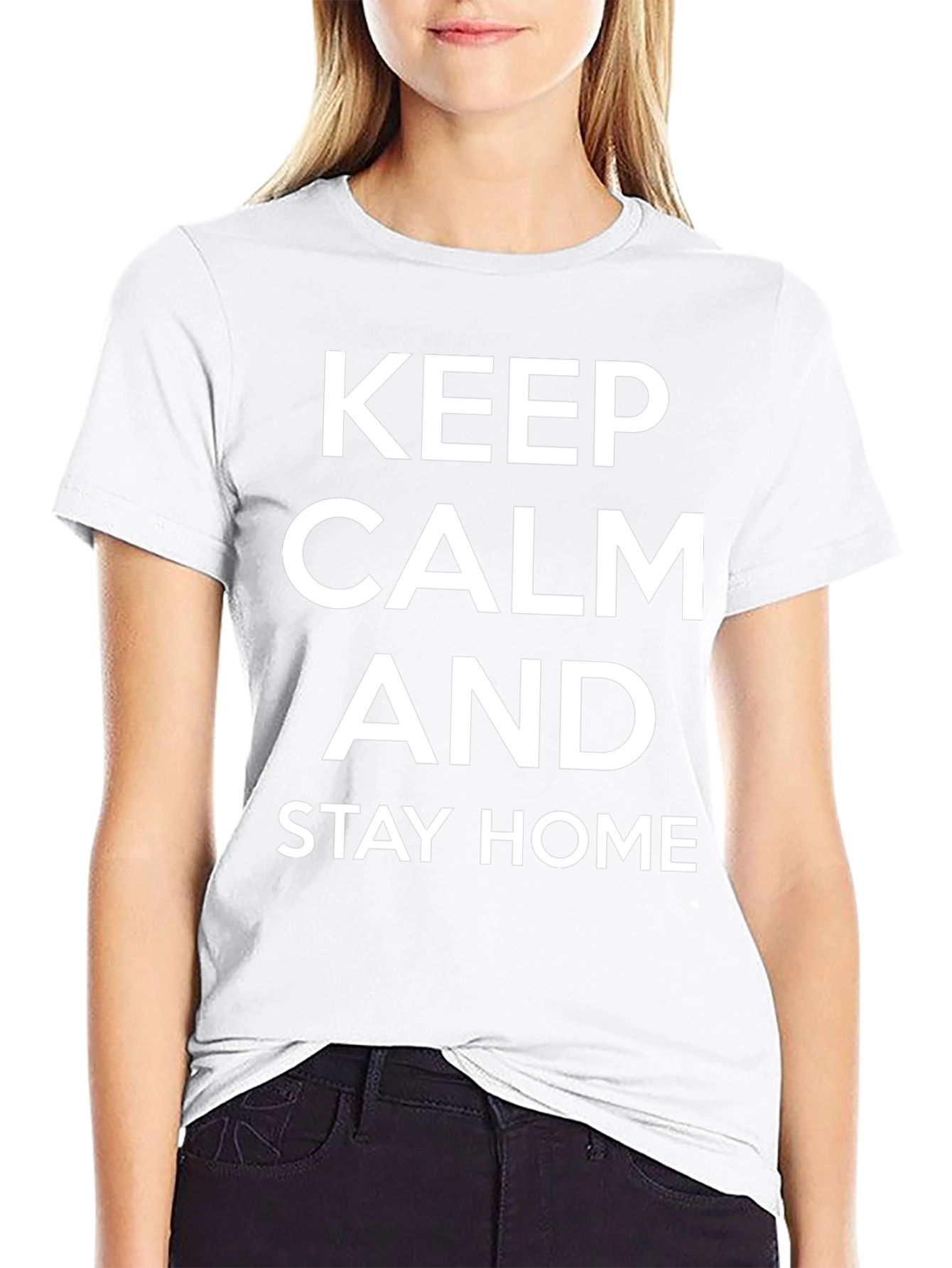 Keep Calm and Stay Home Black Graphic Tee