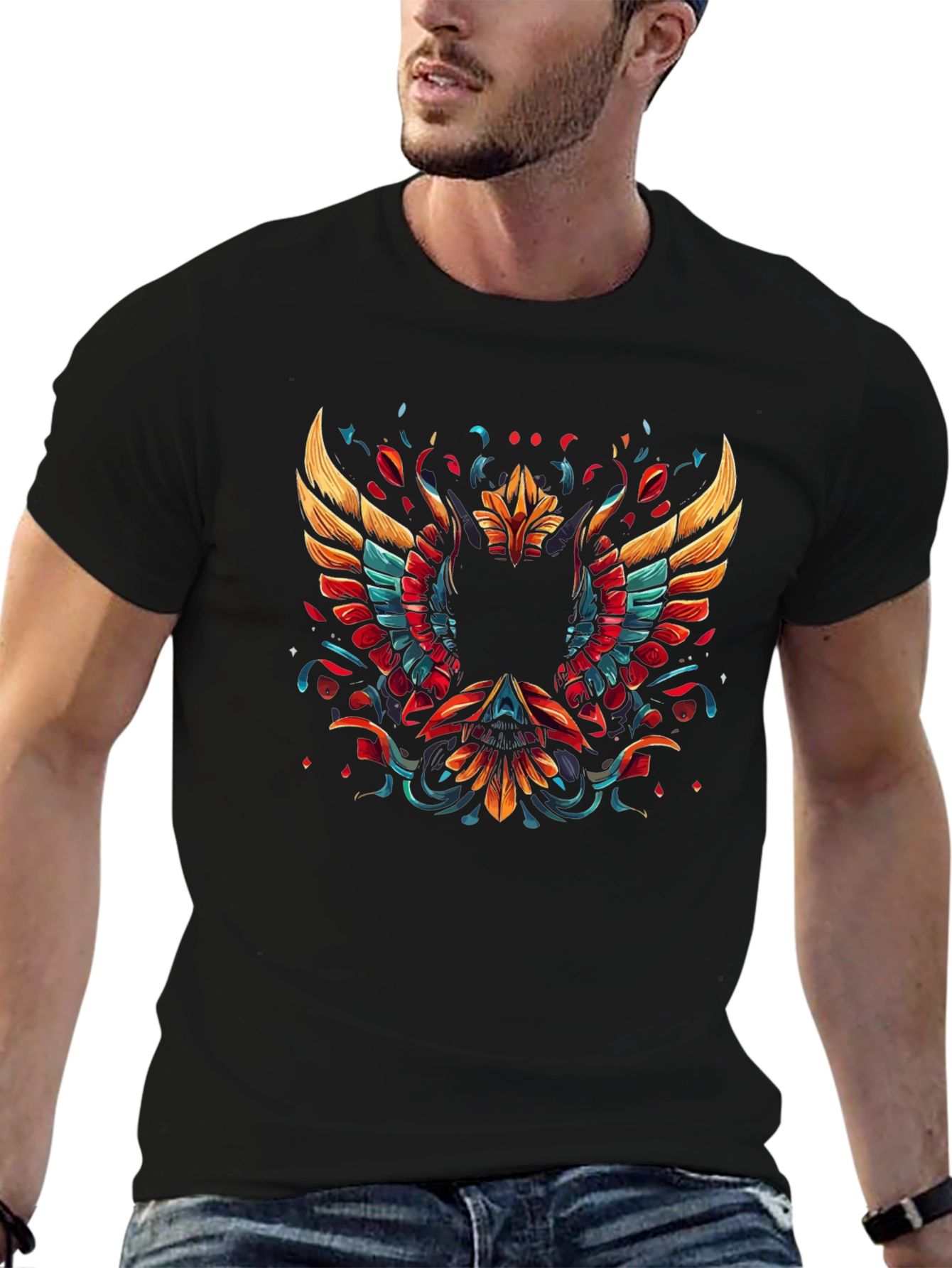 Phoenix Graphic Print Black T-Shirt