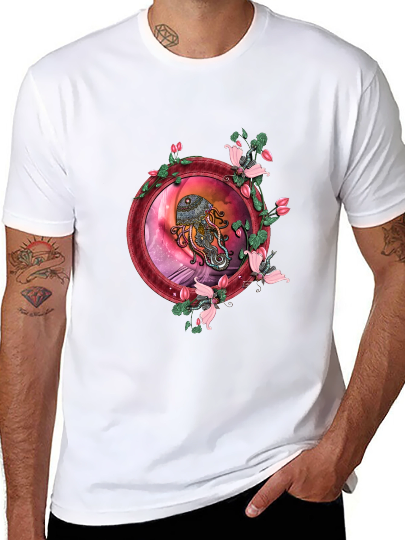 Octopus Floral Graphic Tee - Unique Design