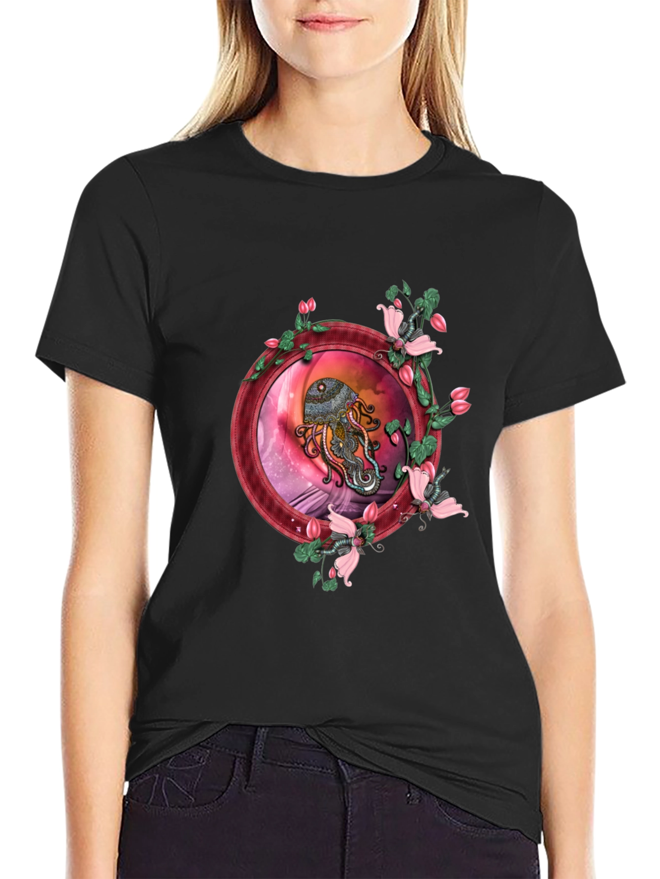 Octopus Floral Graphic Tee - Unique Design