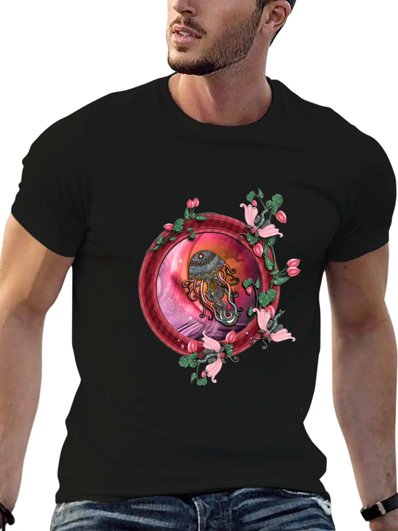 Octopus Floral Graphic Tee - Unique Design