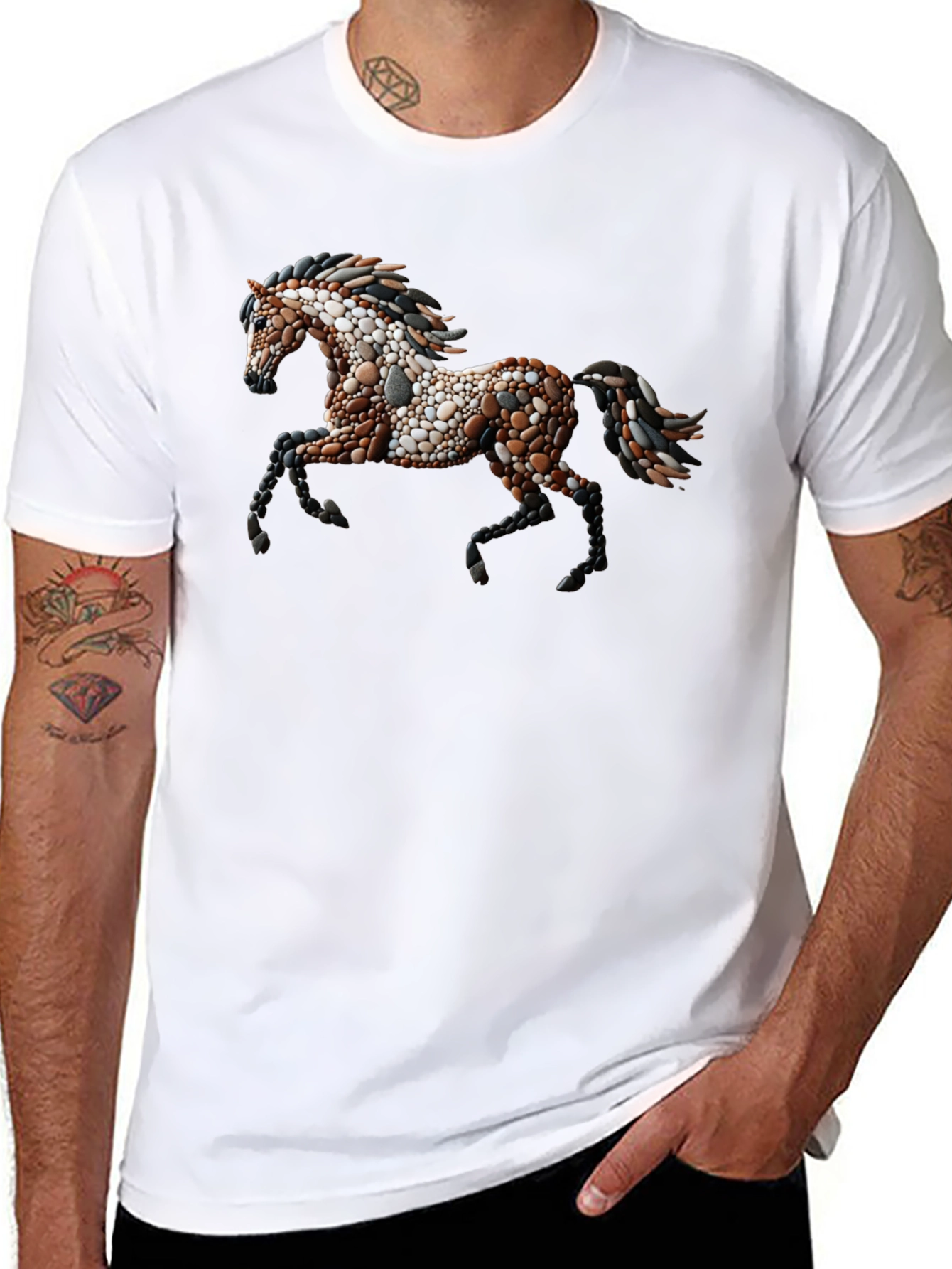 Pebble Horse Graphic Tee - Unique Artistic Design